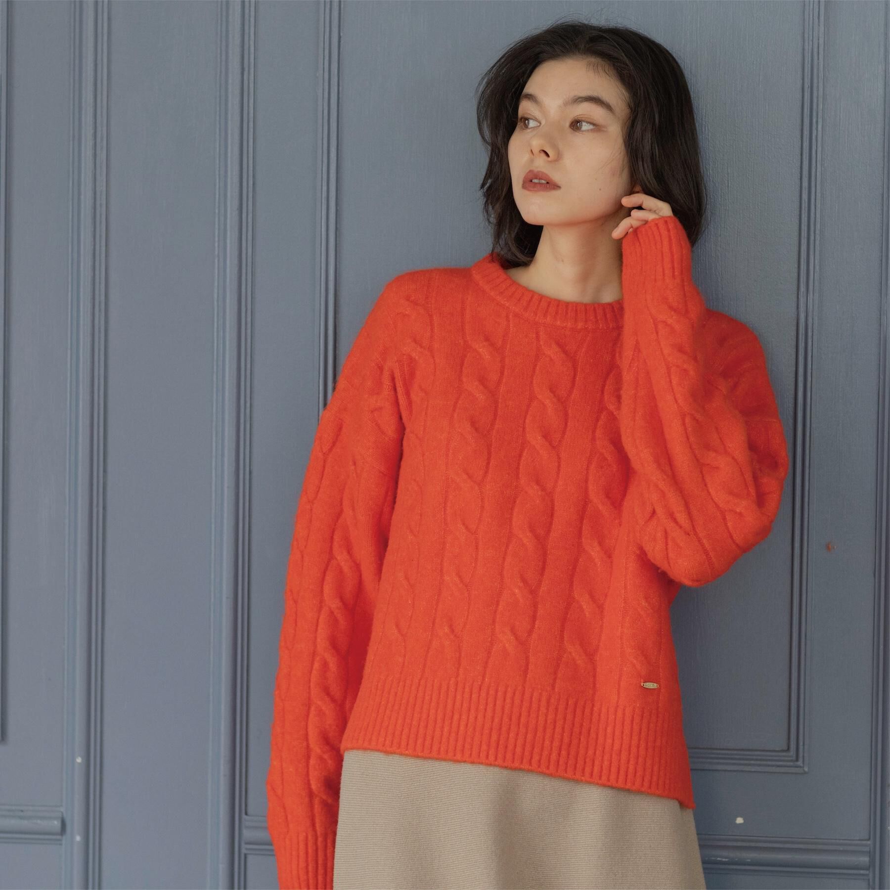 OPAQUE.CLIP「MIXミドルゲージケーブルニット【洗濯機OK】」|ニット・セーター|