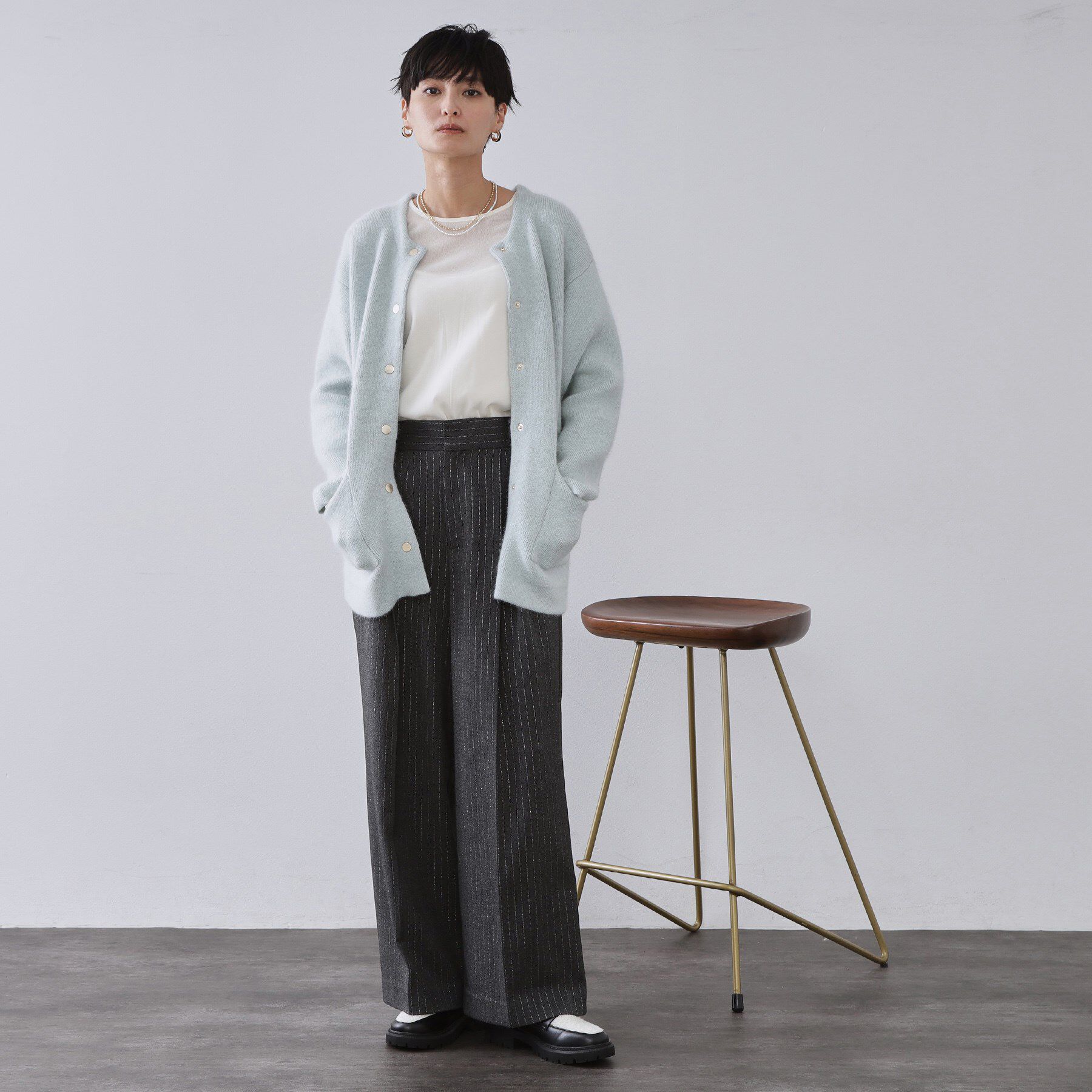 OPAQUE.CLIP「アンゴラ/フォックスブレンド　ニットカーディガン【洗濯機OK】」|カーディガン|