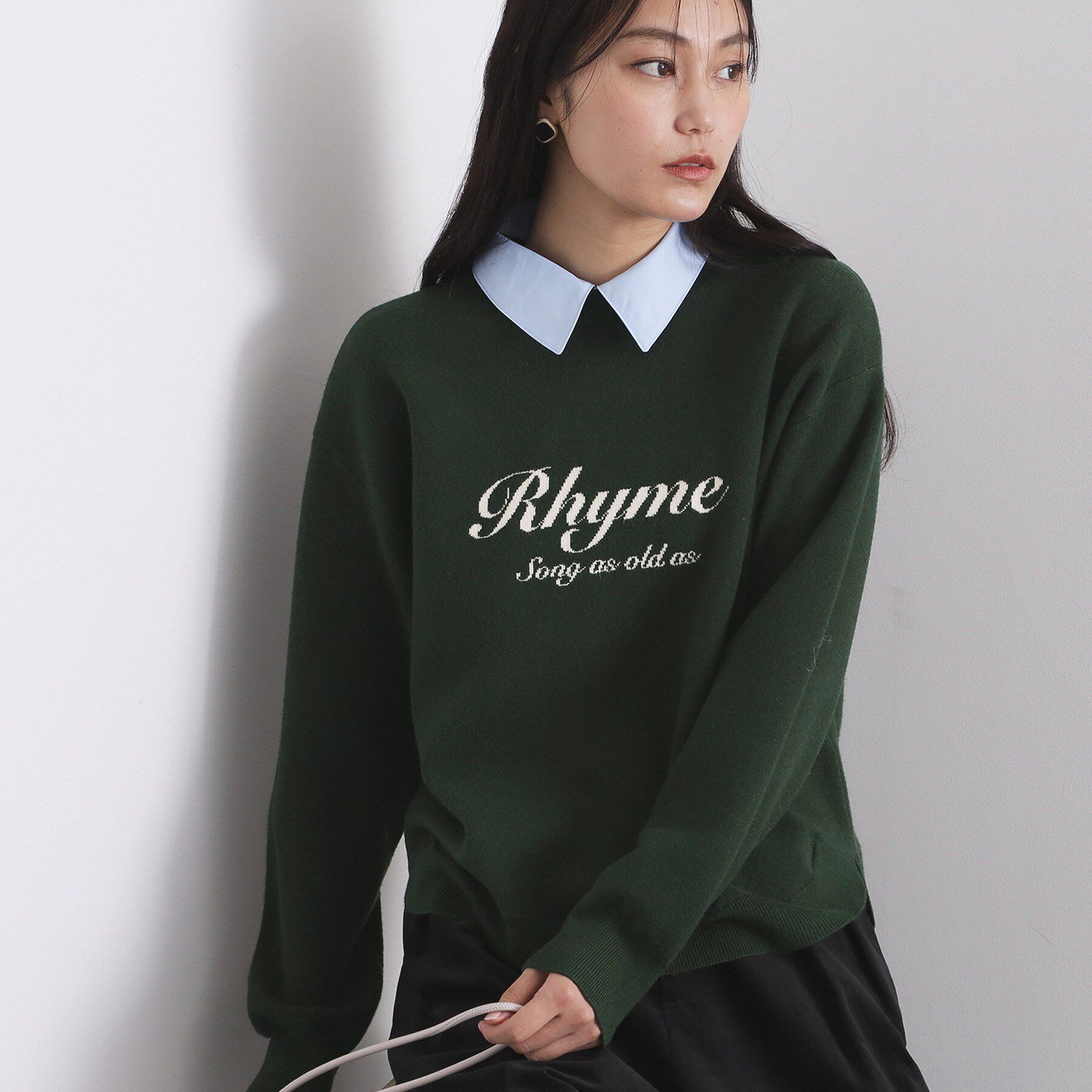 OPAQUE.CLIP「襟付きロゴジャカードニット【洗濯機OK】」|ニット・セーター|