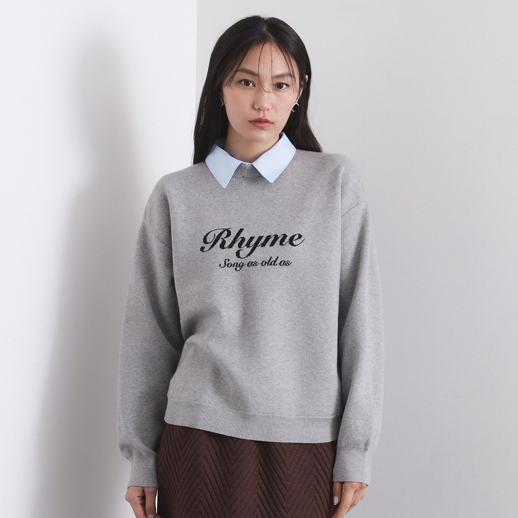 OPAQUE.CLIP「襟付きロゴジャカードニット【洗濯機OK】」|ニット・セーター|