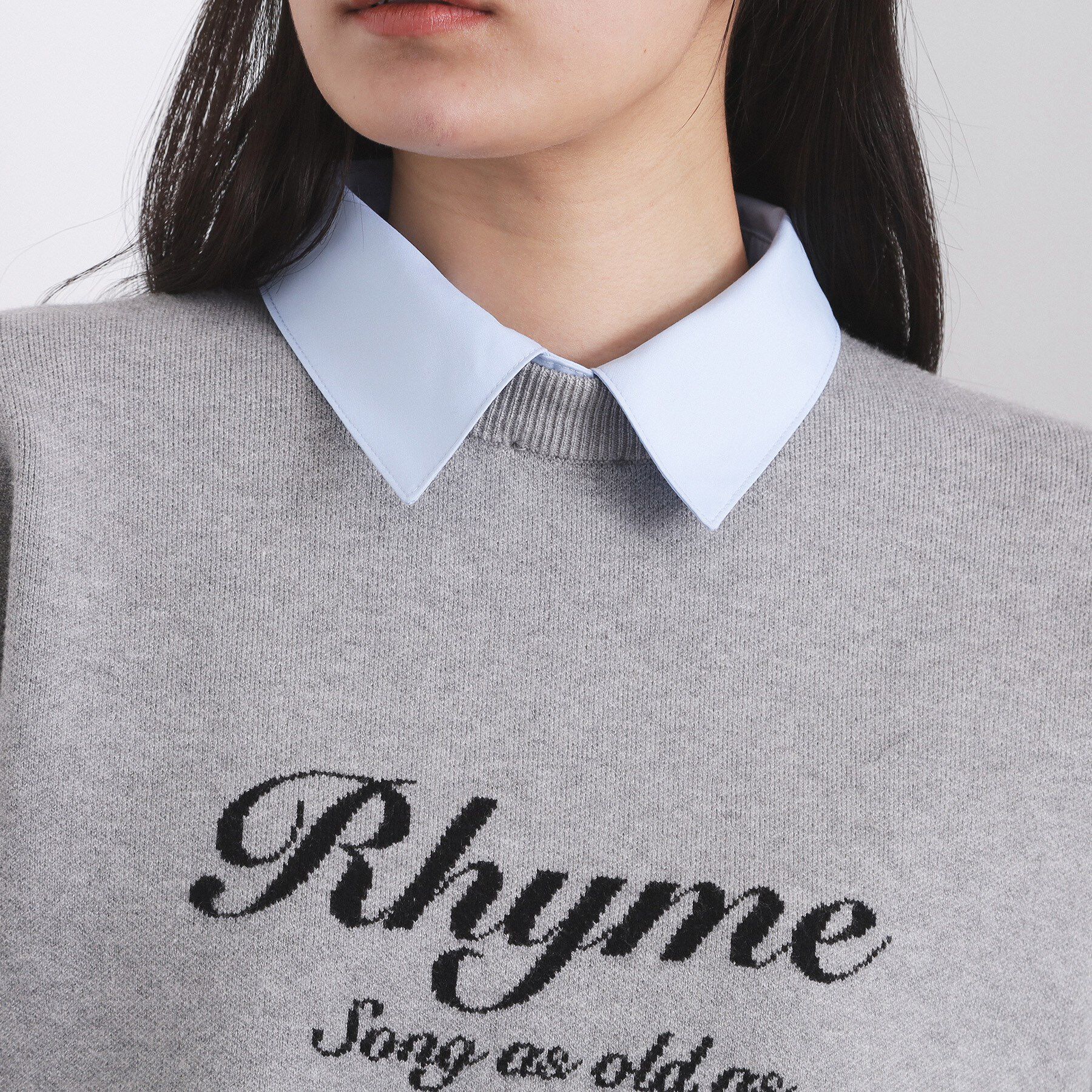 OPAQUE.CLIP「襟付きロゴジャカードニット【洗濯機OK】」|ニット・セーター|