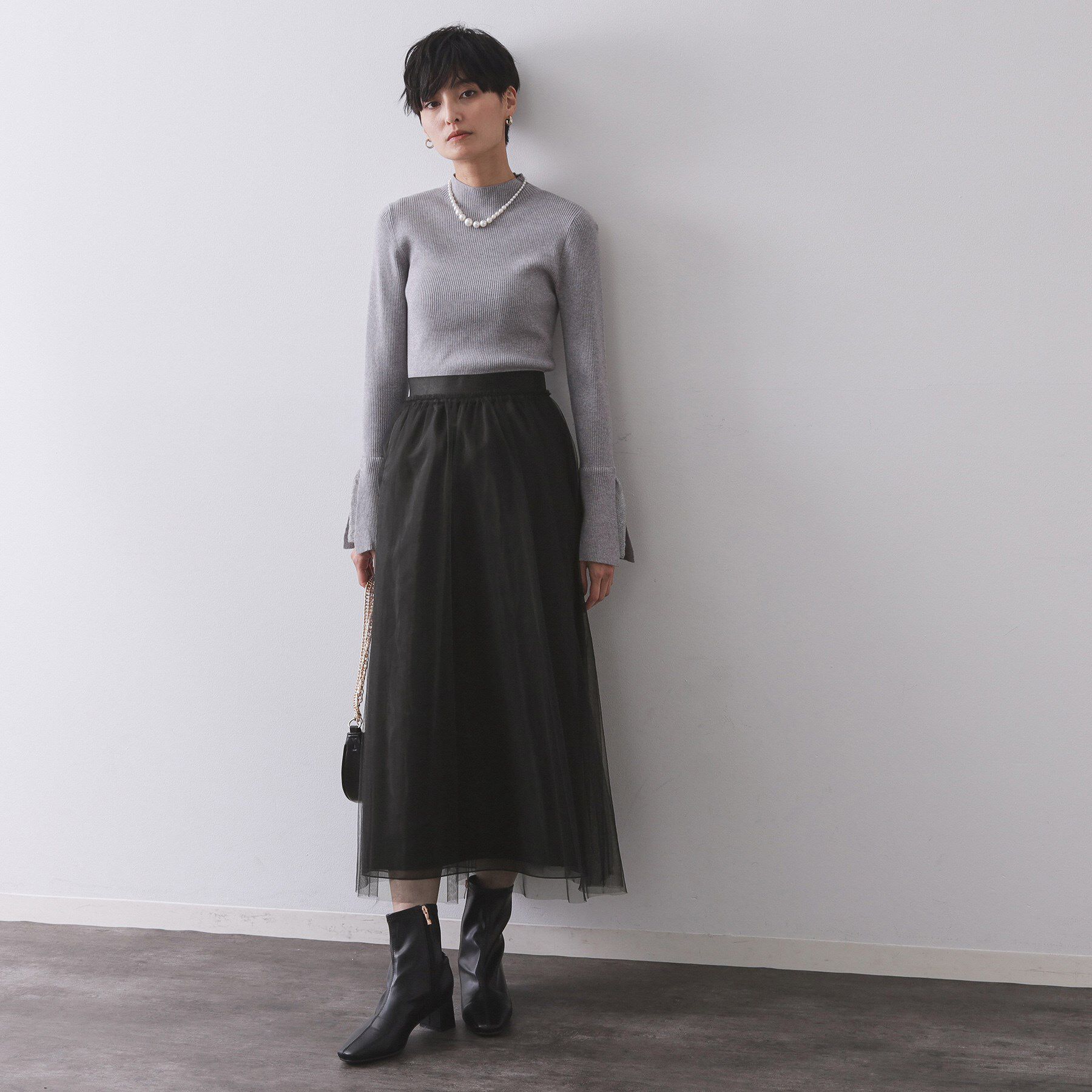OPAQUE.CLIP「チュールイージーギャザースカート【洗濯機OK】」|スカート|