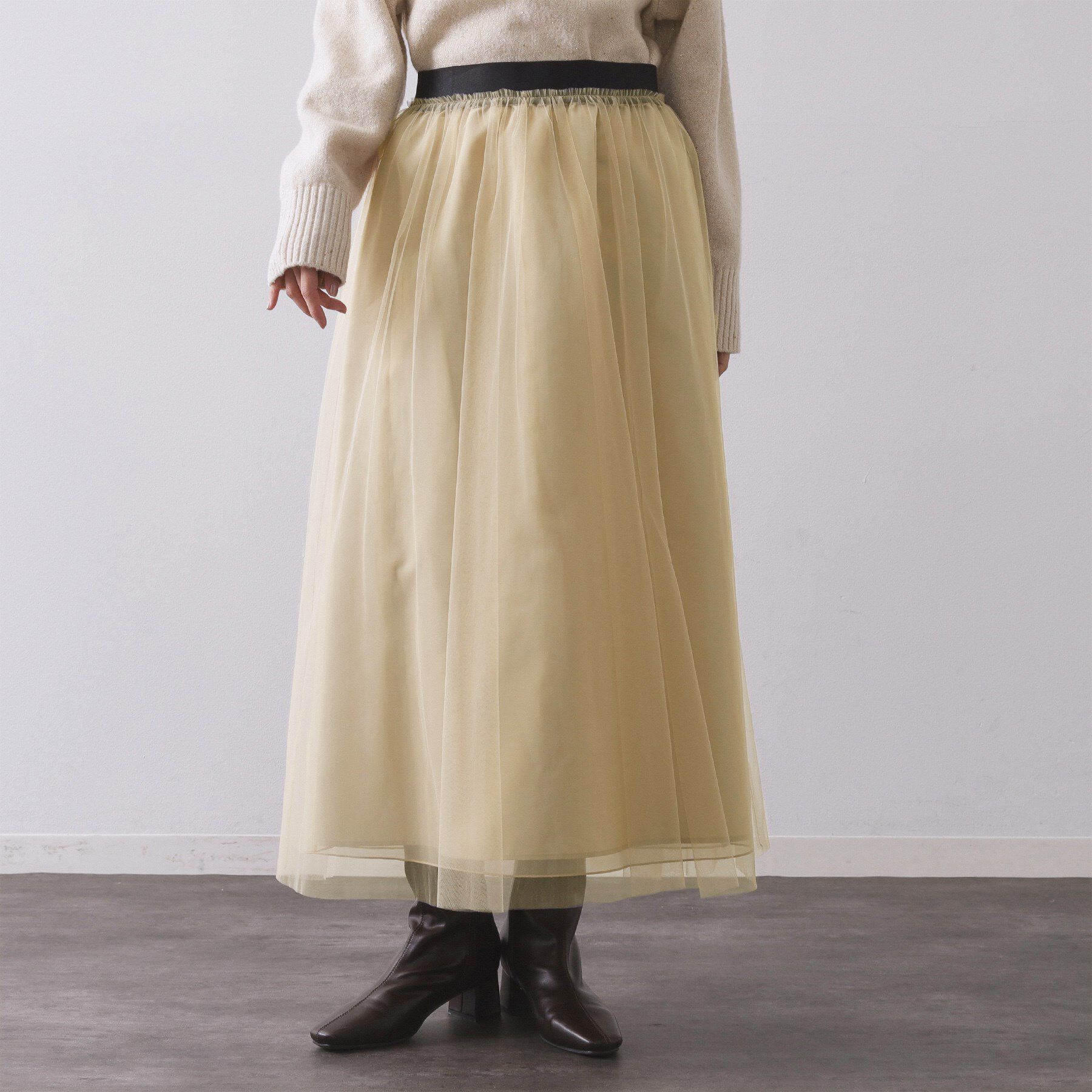 OPAQUE.CLIP「チュールイージーギャザースカート【洗濯機OK】」|スカート|