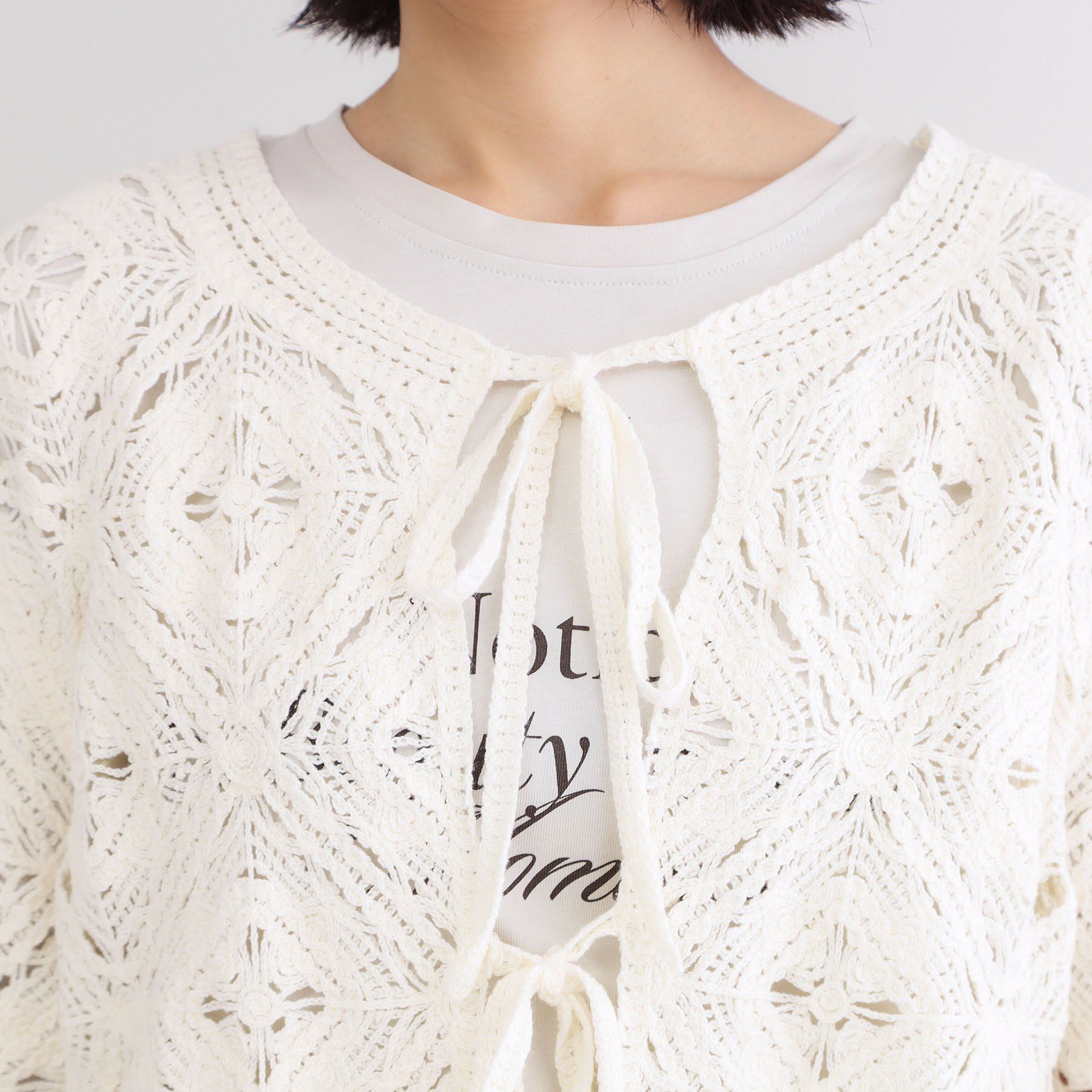 OPAQUE.CLIP「かぎ針風ニットカーディガン【洗濯機OK】」|カーディガン|