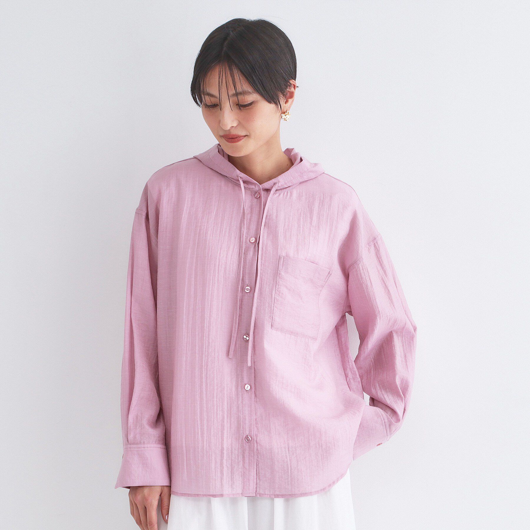 OPAQUE.CLIP「シアーフーディシャツ【洗濯機OK】」|シャツ・ブラウス|