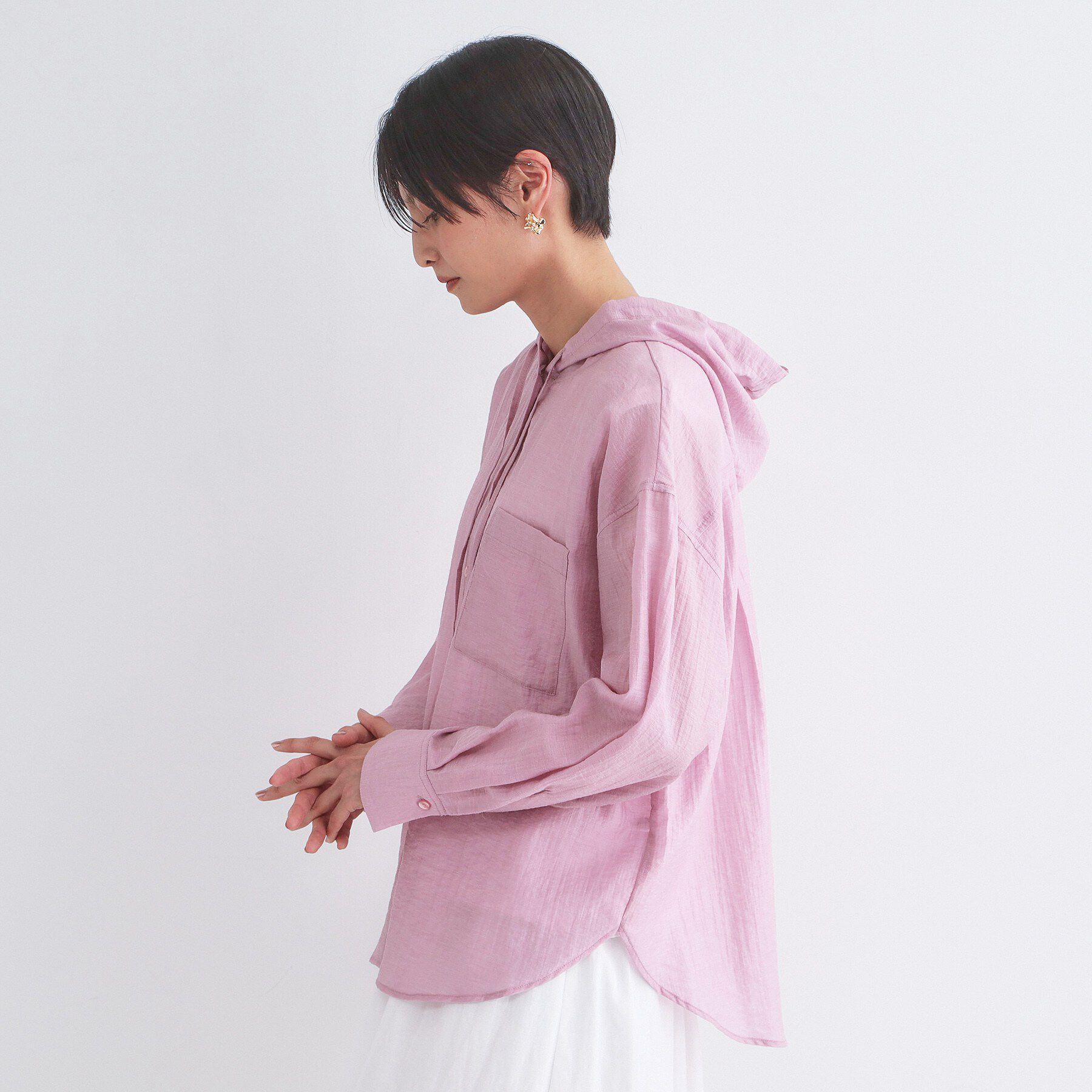 OPAQUE.CLIP「シアーフーディシャツ【洗濯機OK】」|シャツ・ブラウス|