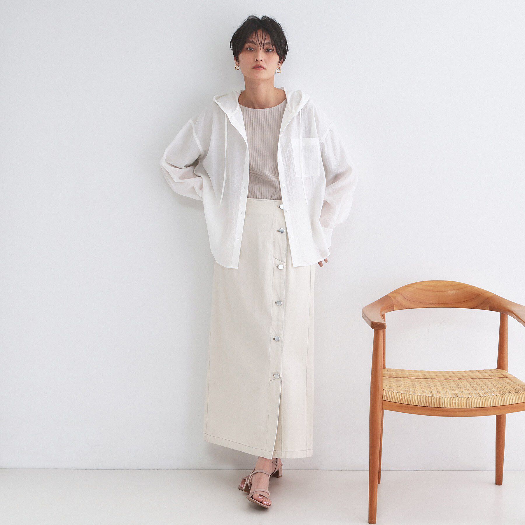 OPAQUE.CLIP「シアーフーディシャツ【洗濯機OK】」|シャツ・ブラウス|