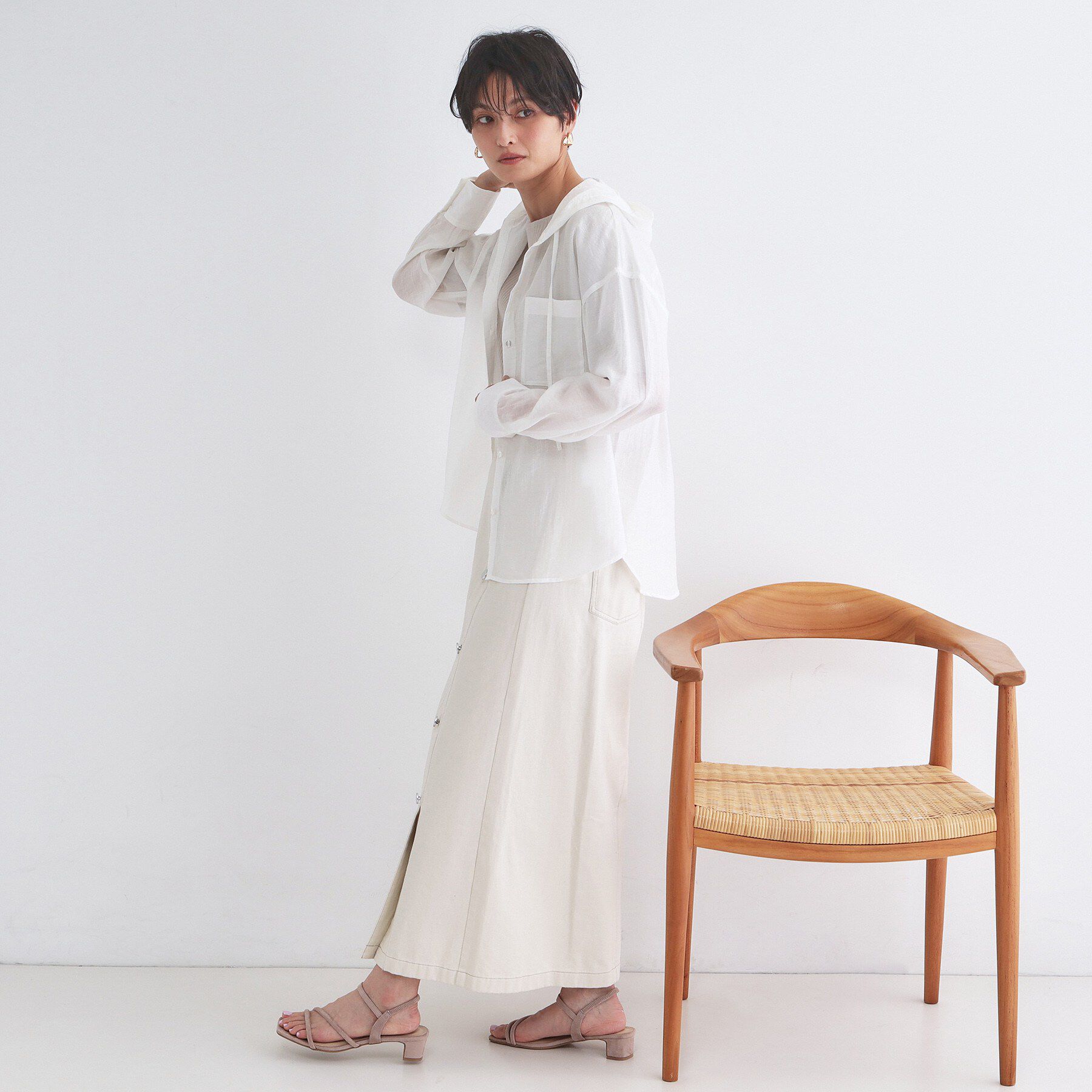 OPAQUE.CLIP「シアーフーディシャツ【洗濯機OK】」|シャツ・ブラウス|