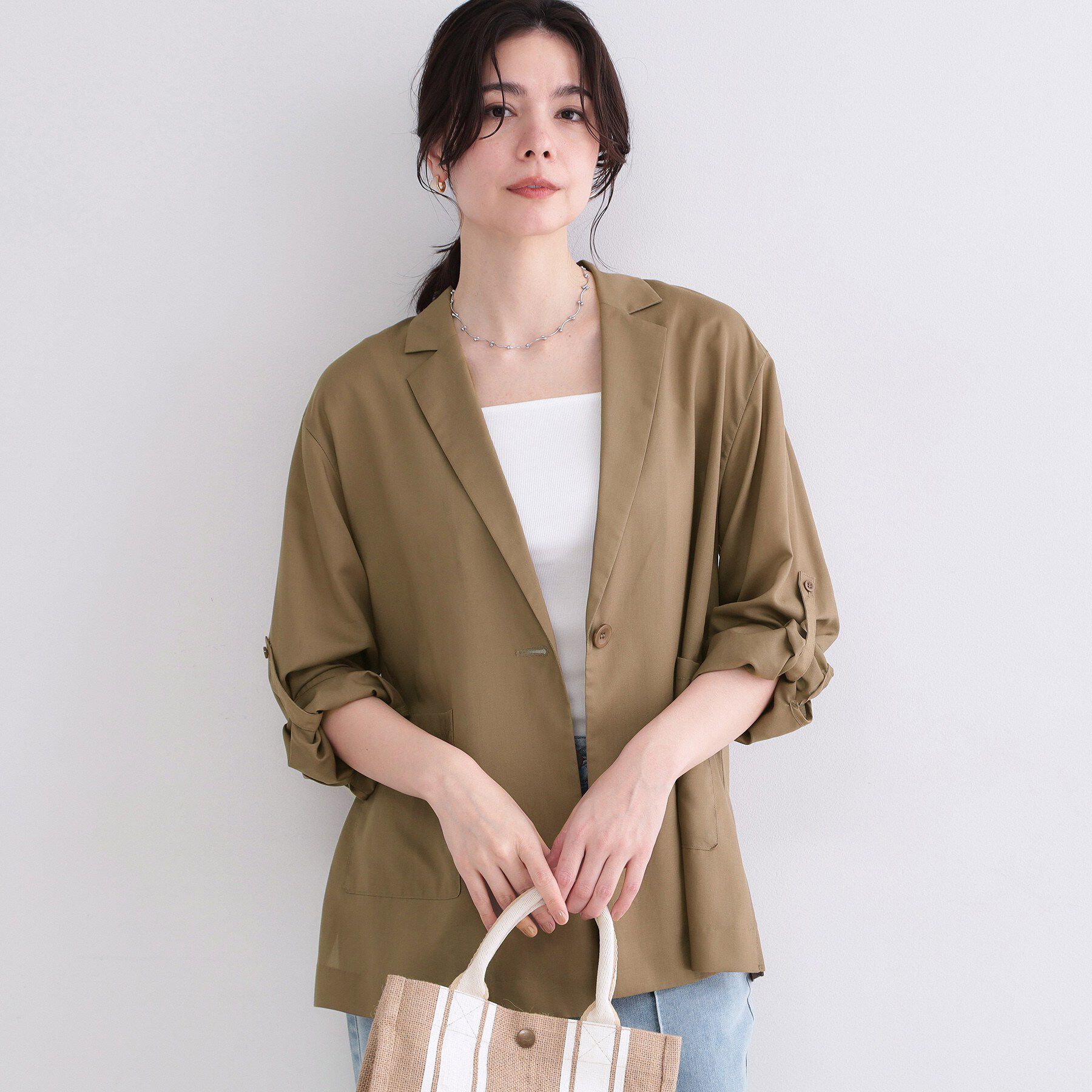 OPAQUE.CLIP「2WAYスリーブシアーテーラードジャケット【洗濯機OK】」|テーラードジャケット|ブラウン(043)