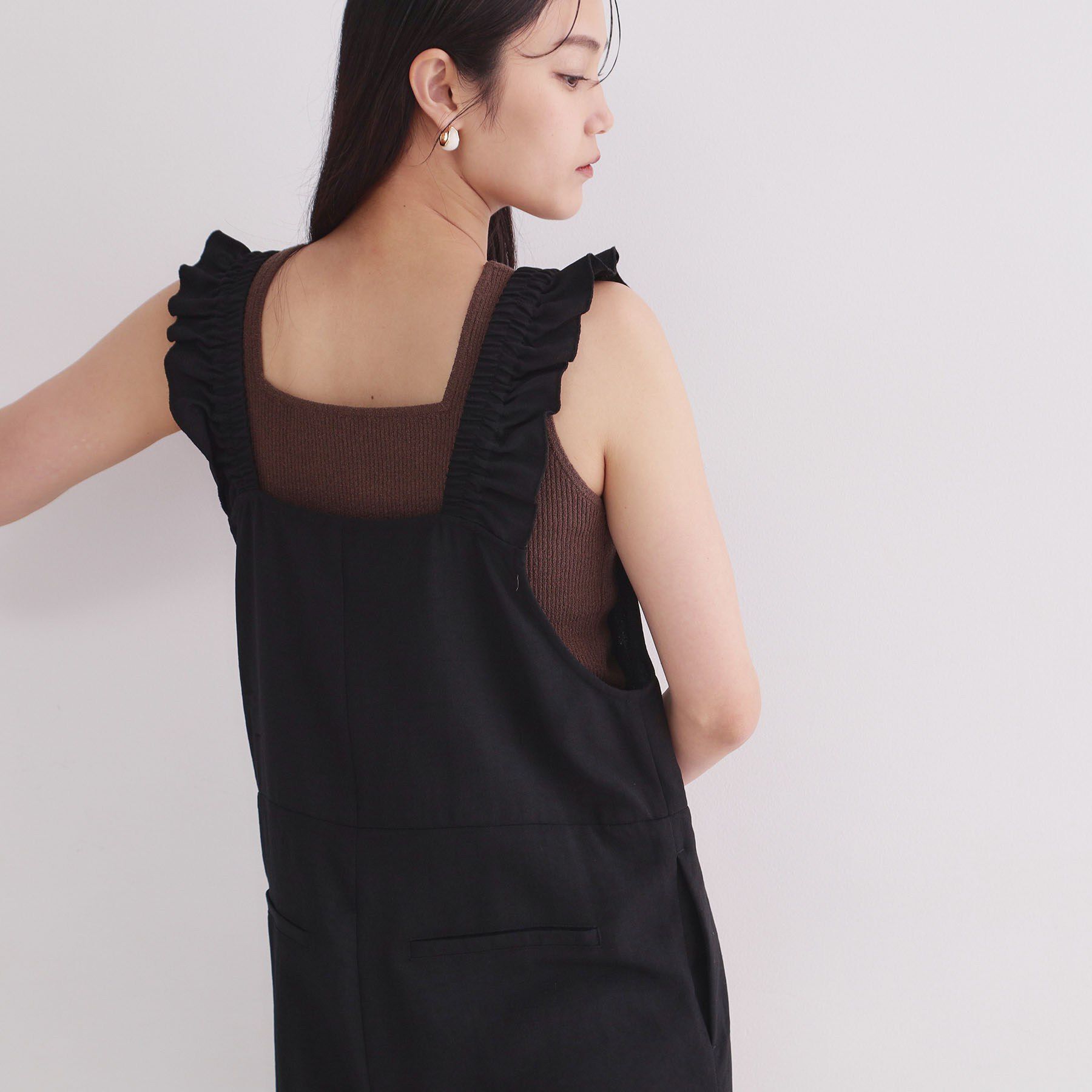 OPAQUE.CLIP「フリルショルダーサロペット【洗濯機OK】」|オールインワン|