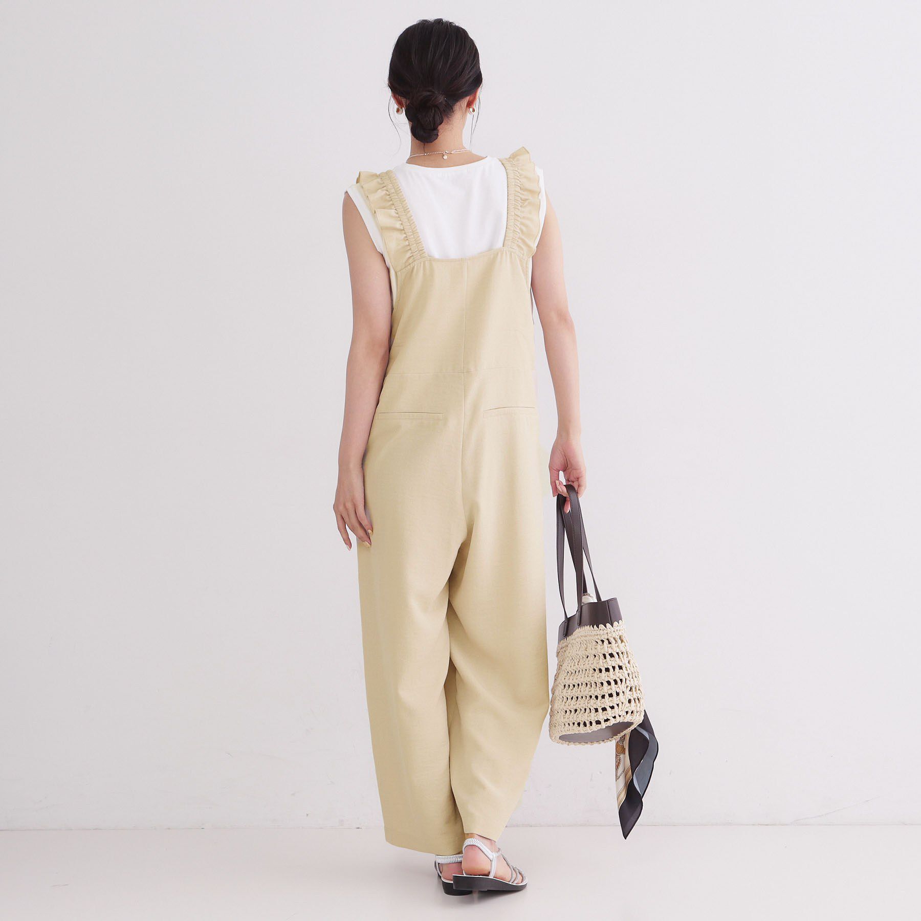 OPAQUE.CLIP「フリルショルダーサロペット【洗濯機OK】」|オールインワン|