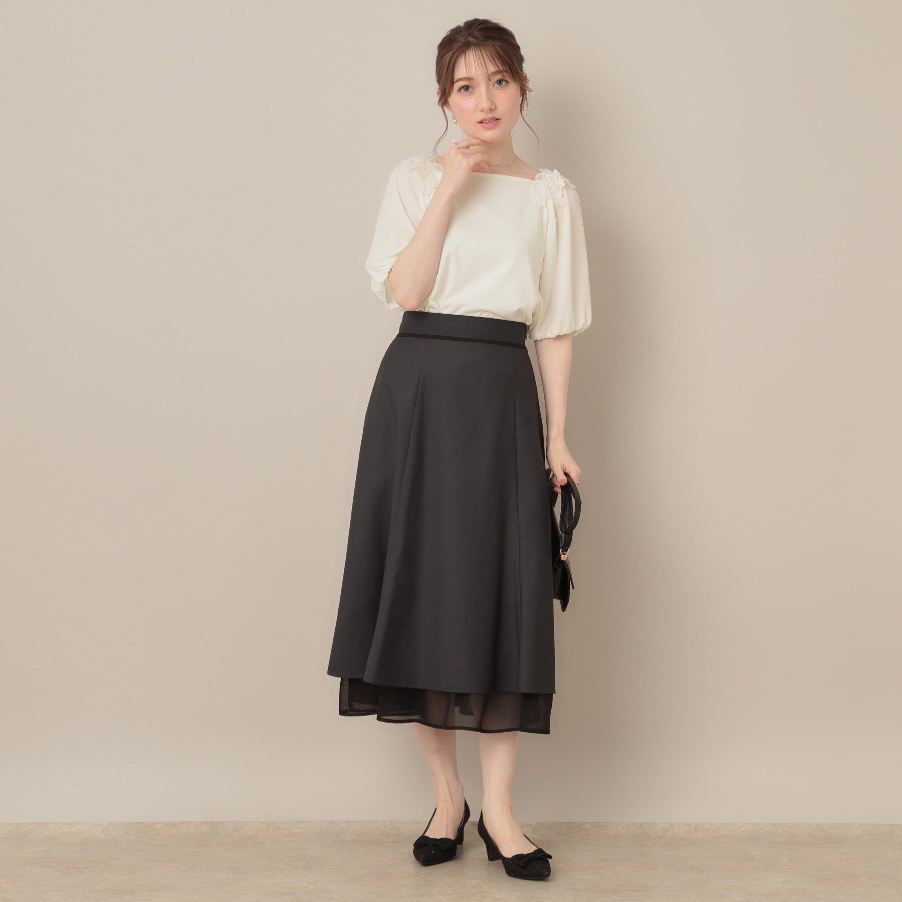 Couture broach「【マシンウォッシャブル・UVケア・接触冷感】ラグランレースドッキングカットソー」|Tシャツ・カットソー|