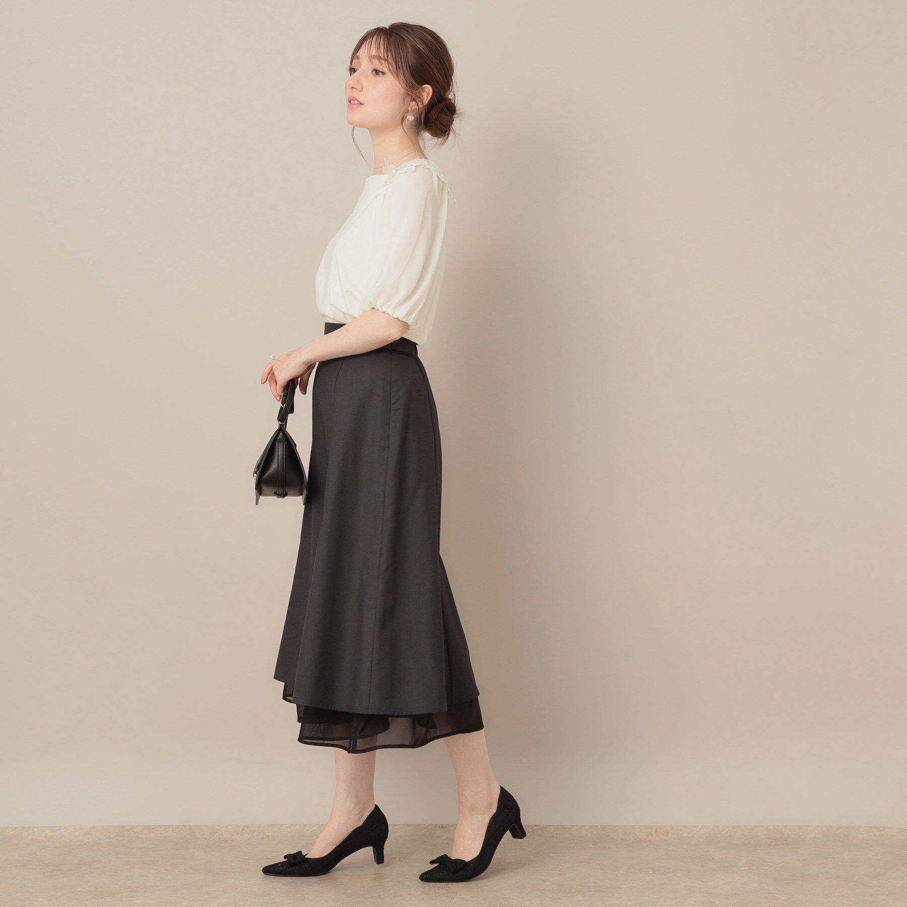 Couture broach「【マシンウォッシャブル・UVケア・接触冷感】ラグランレースドッキングカットソー」|Tシャツ・カットソー|