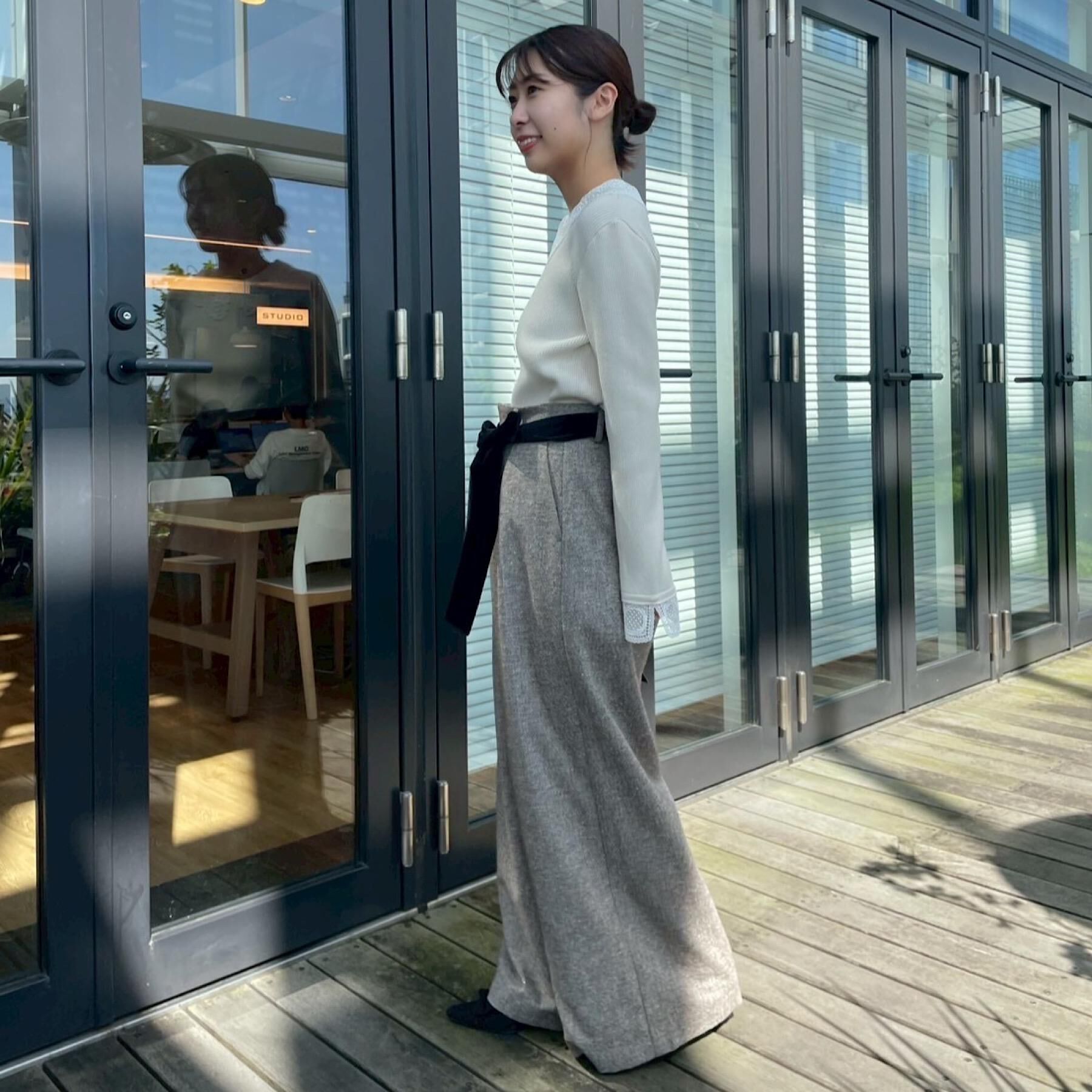 Couture broach「【着映え・フェミニン・通勤】レース衿カフス付きリブニット」|ニット・セーター|