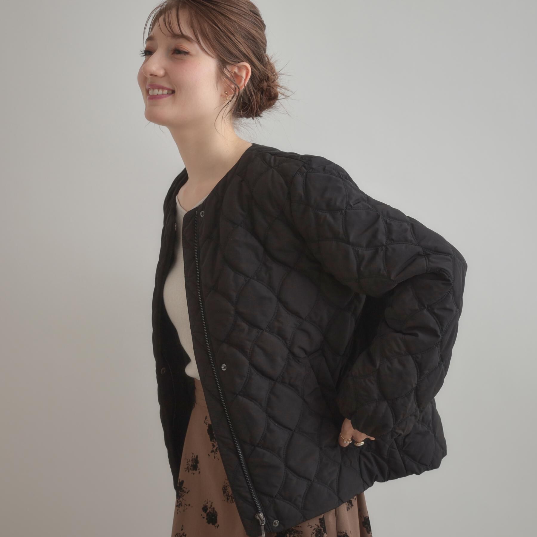Couture broach「【撥水・大人可愛い】リボンキルティングジャケット」|ブルゾン・スタジャン|