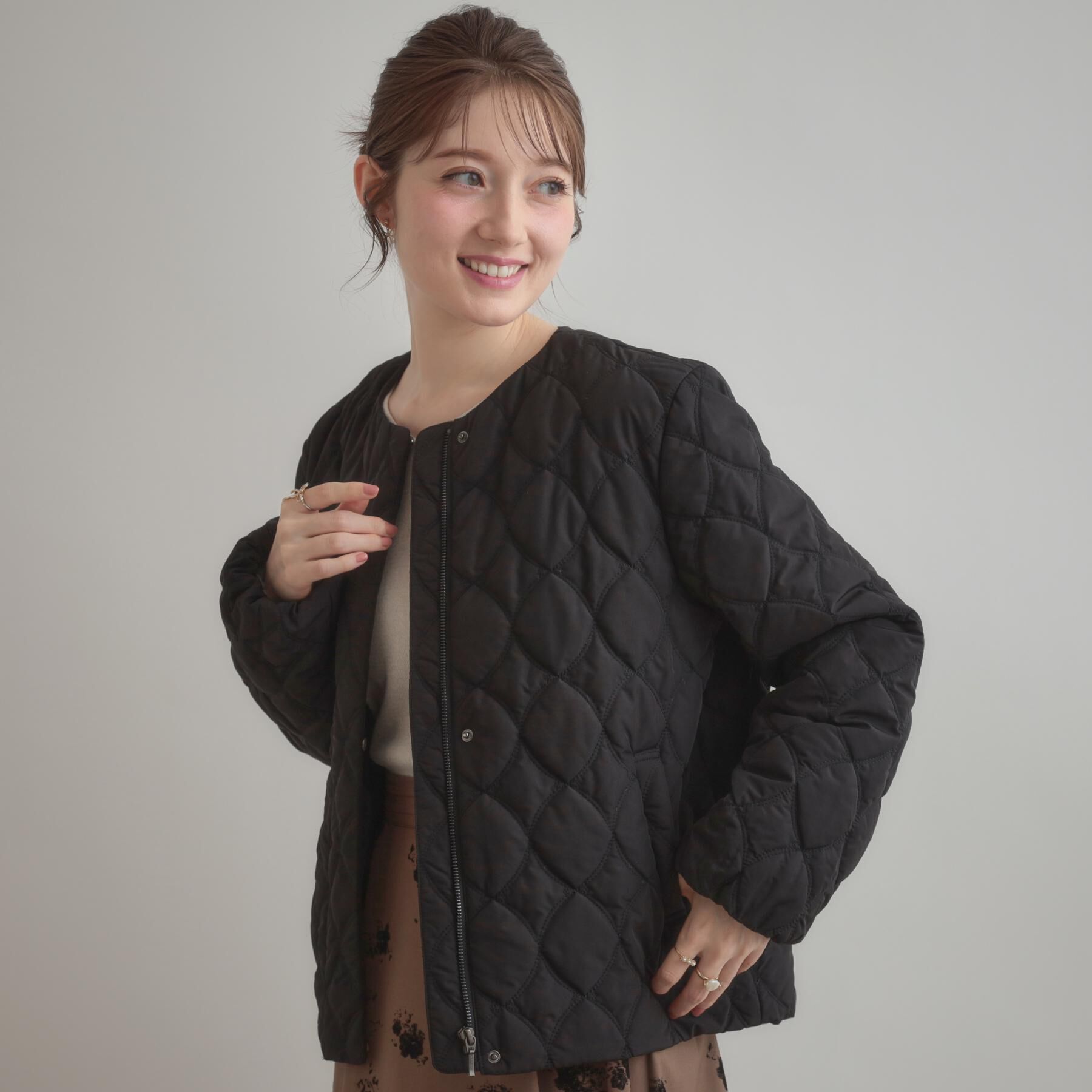 Couture broach「【撥水・大人可愛い】リボンキルティングジャケット」|ブルゾン・スタジャン|