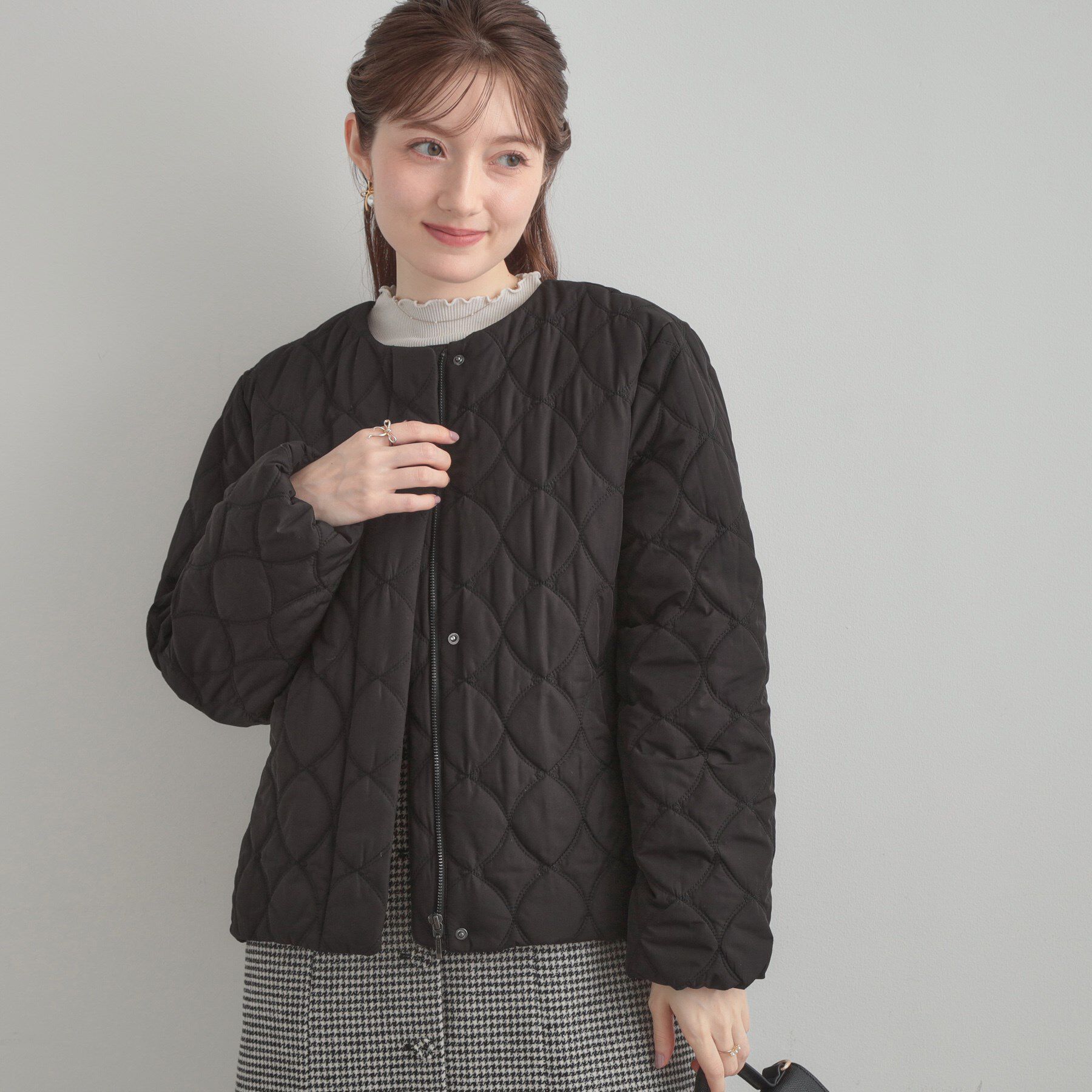 Couture broach「【撥水・大人可愛い】リボンキルティングジャケット」|ブルゾン・スタジャン|