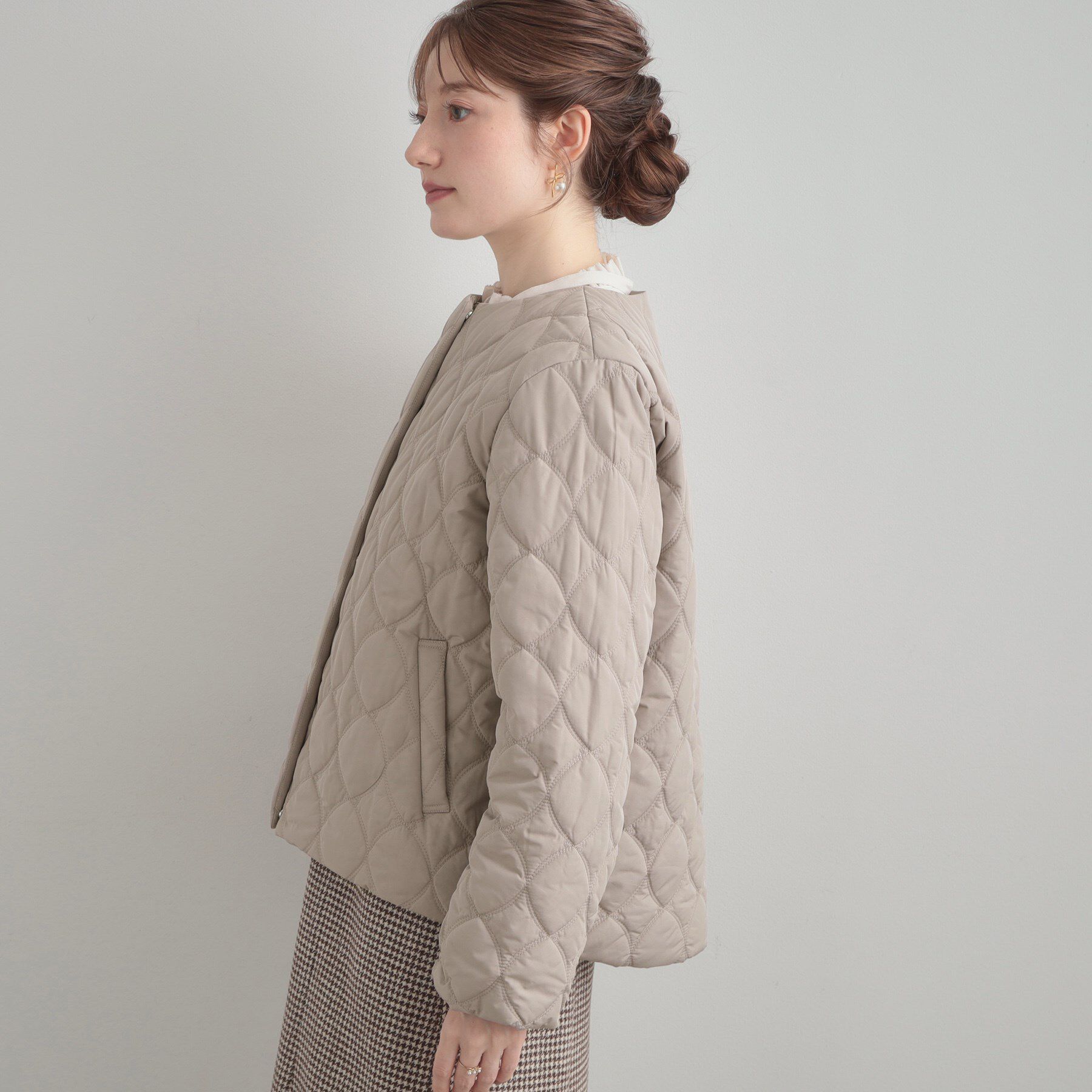 Couture broach「【撥水・大人可愛い】リボンキルティングジャケット」|ブルゾン・スタジャン|