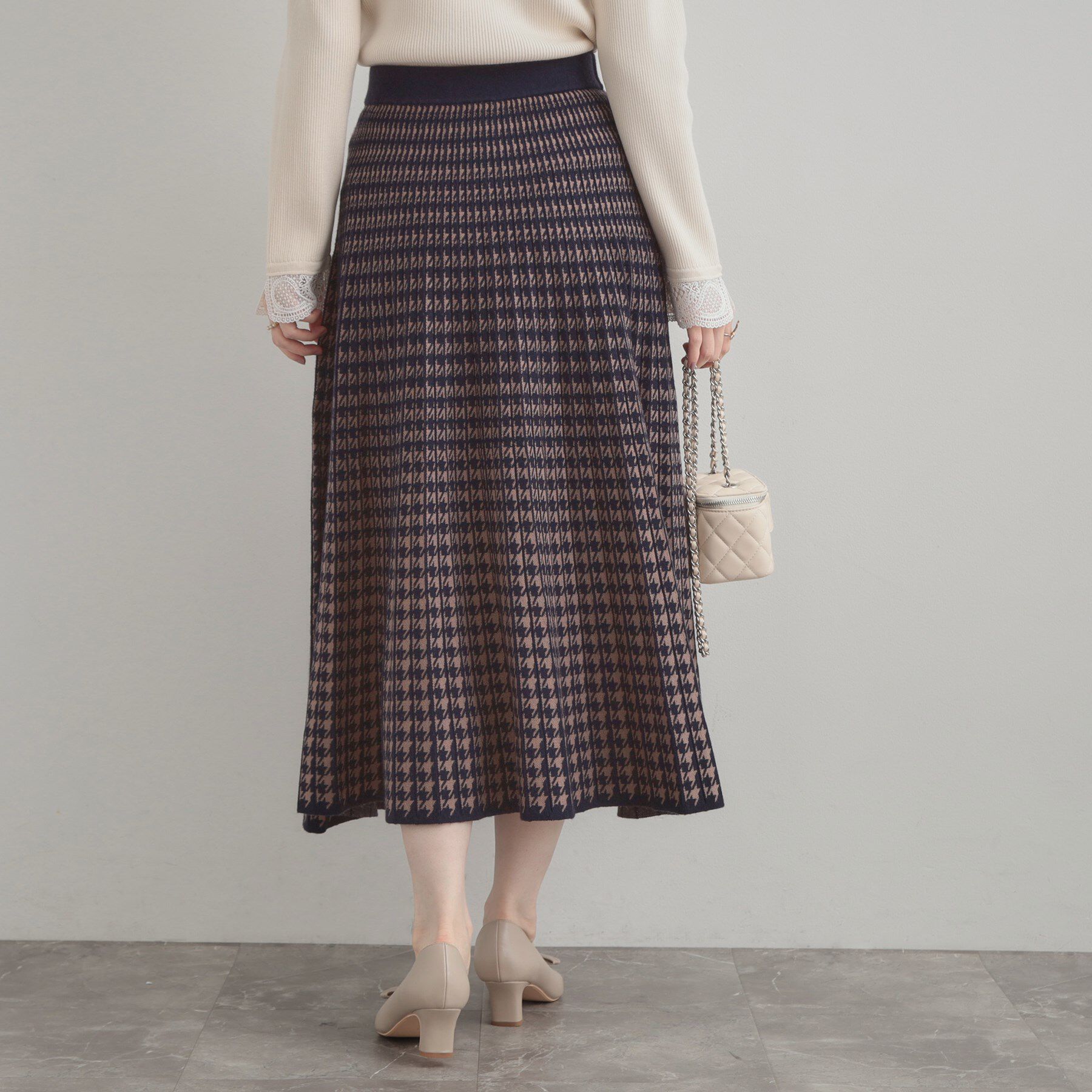 Couture broach「【クラシカル・大人上品】千鳥ジャカードニットプリーツスカート」|スカート|