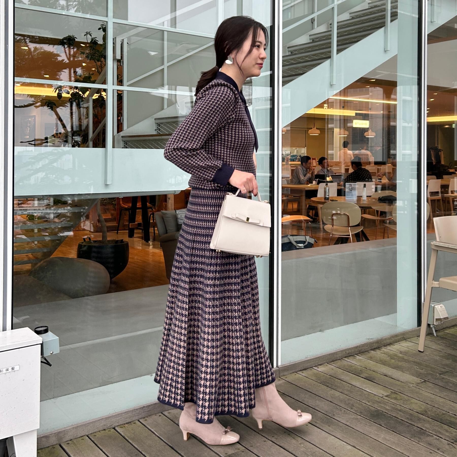 Couture broach「【クラシカル・大人上品】千鳥ジャカードニットプリーツスカート」|スカート|