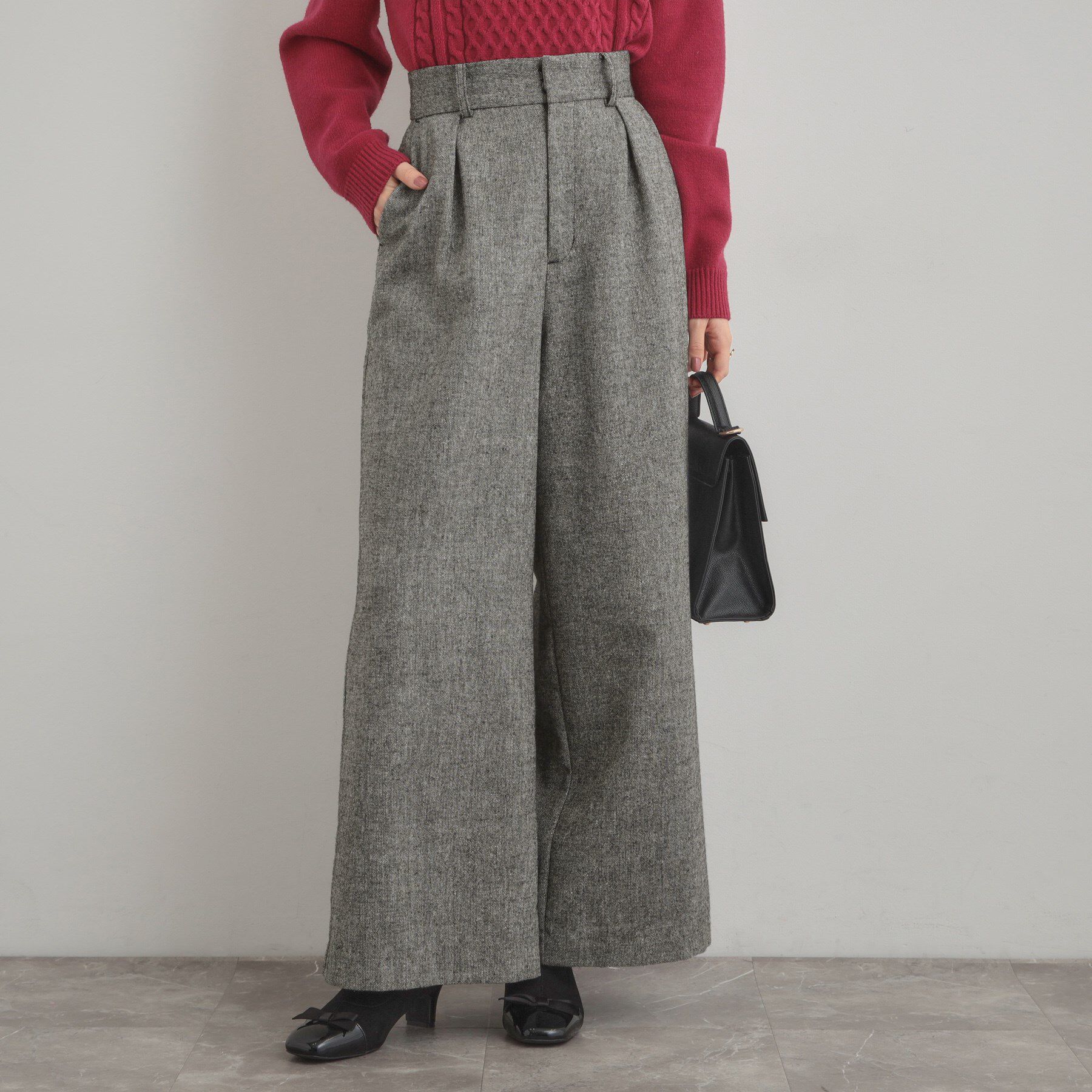 Couture broach「【上品華やか・通勤】ラメツイード ワイドパンツ」|その他|
