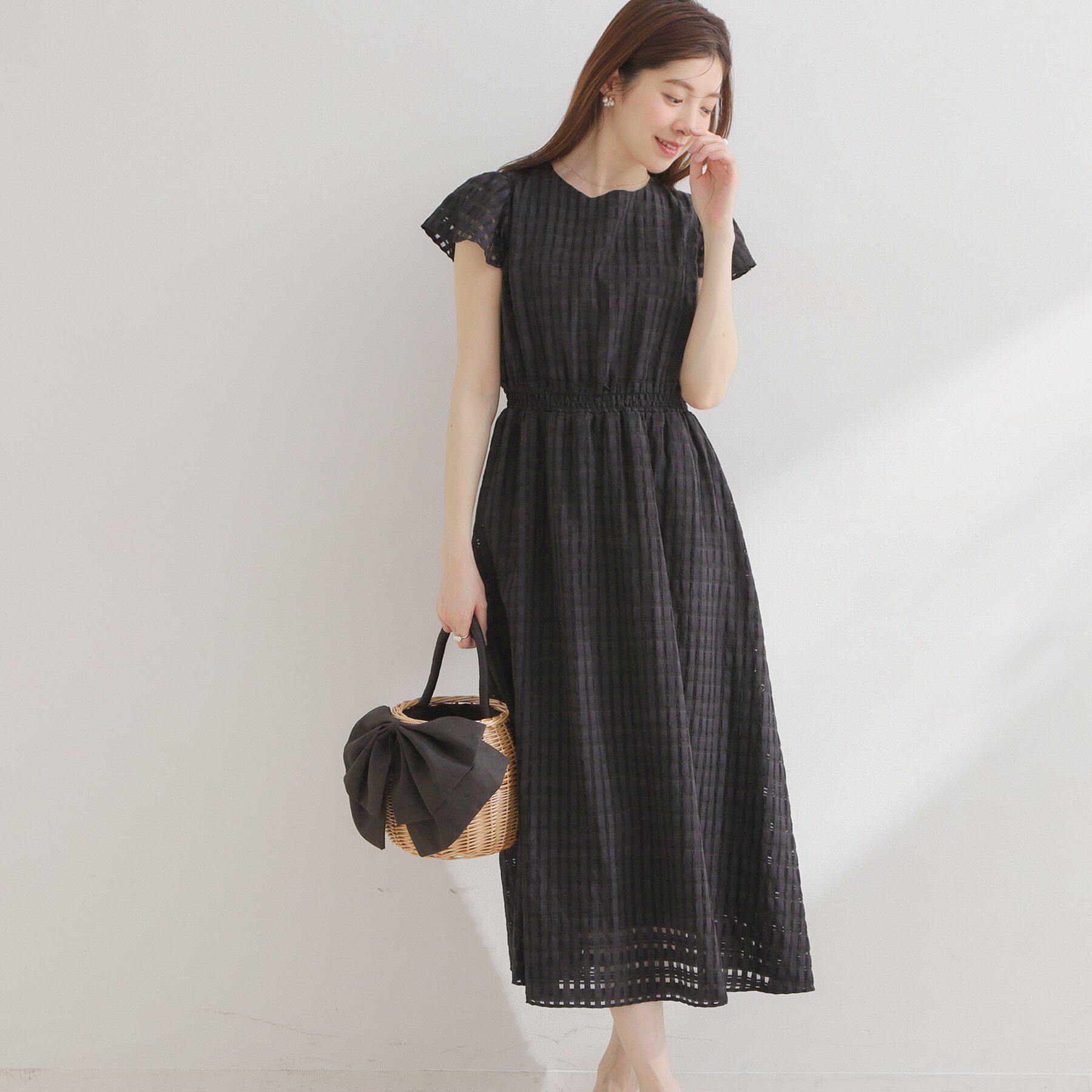 Couture broach「【洗える】シアーチェック ワンピース」|ワンピース|