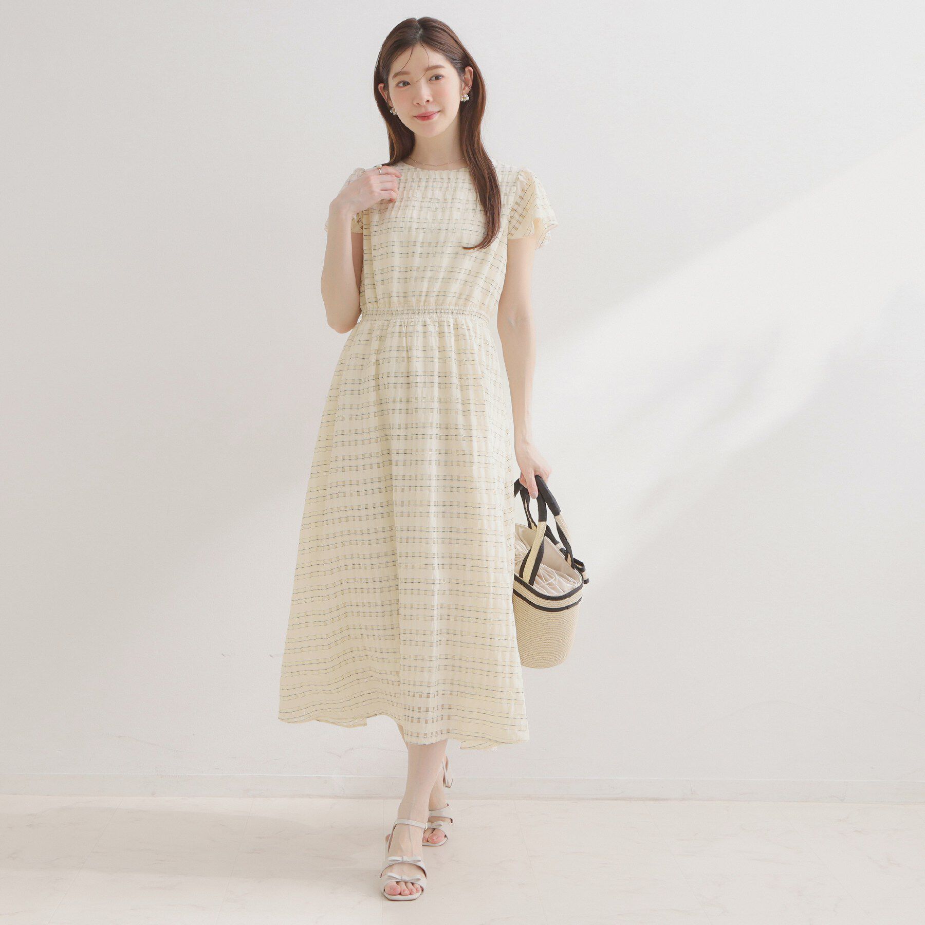 Couture broach「【洗える】シアーチェック ワンピース」|ワンピース|