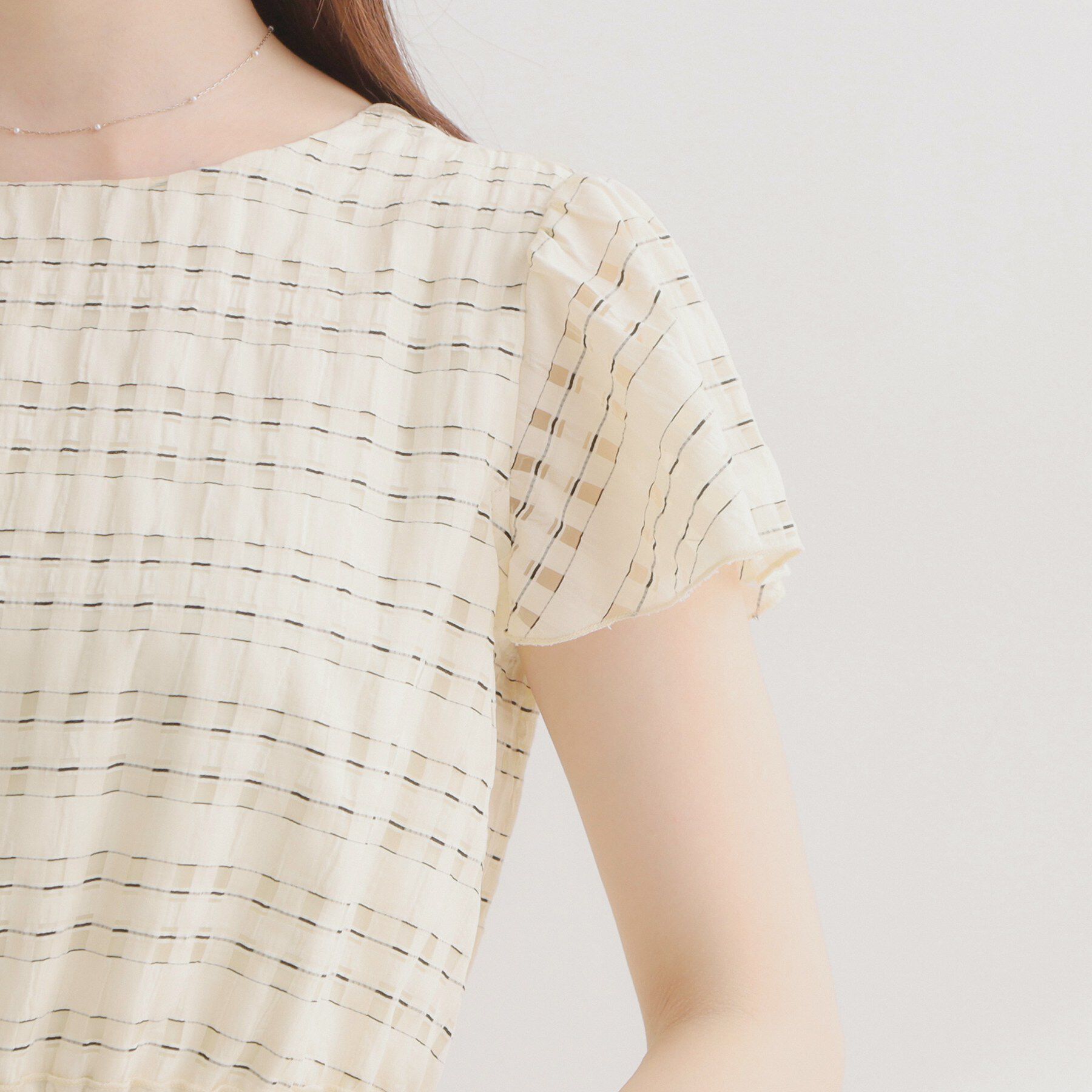 Couture broach「【洗える】シアーチェック ワンピース」|ワンピース|