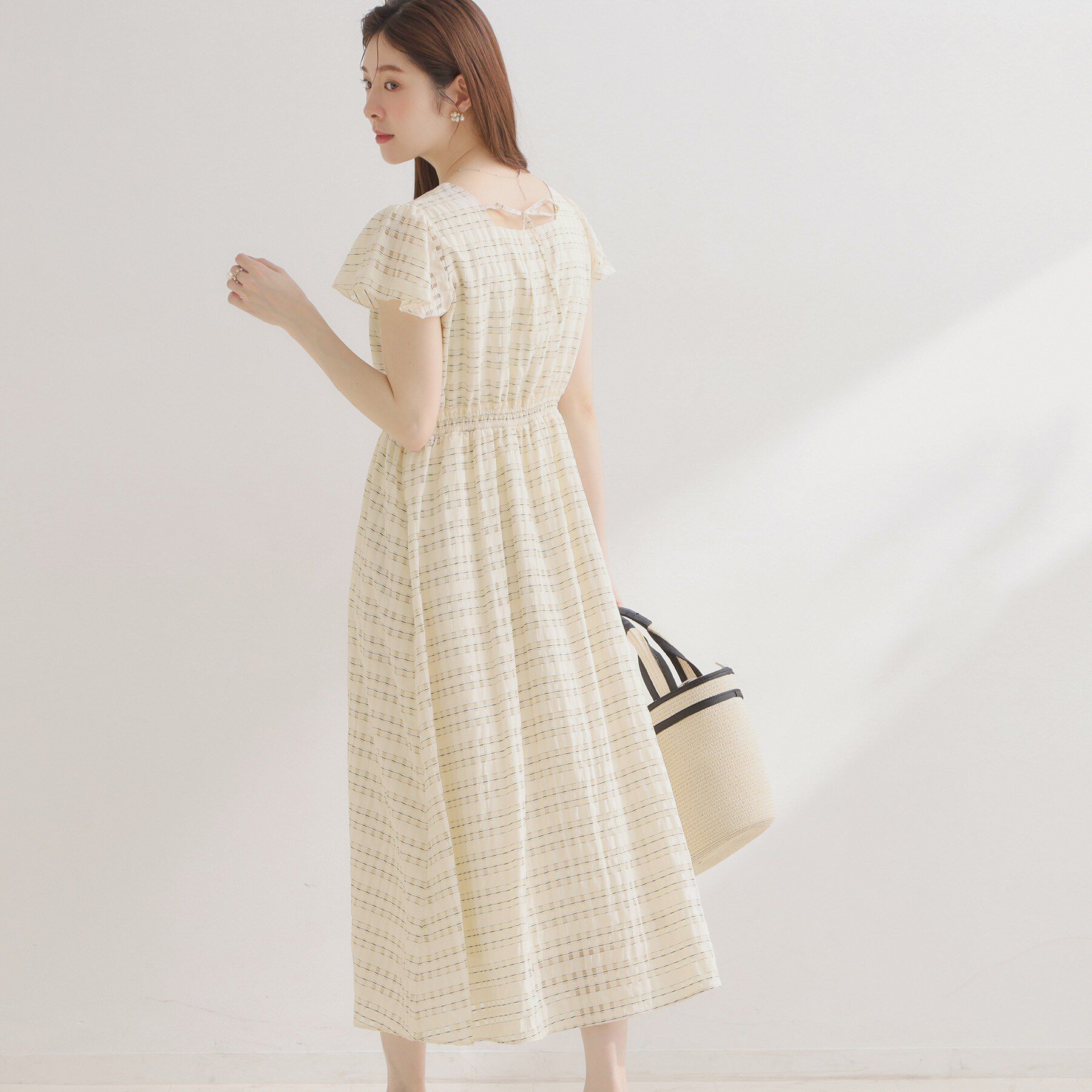 Couture broach「【洗える】シアーチェック ワンピース」|ワンピース|