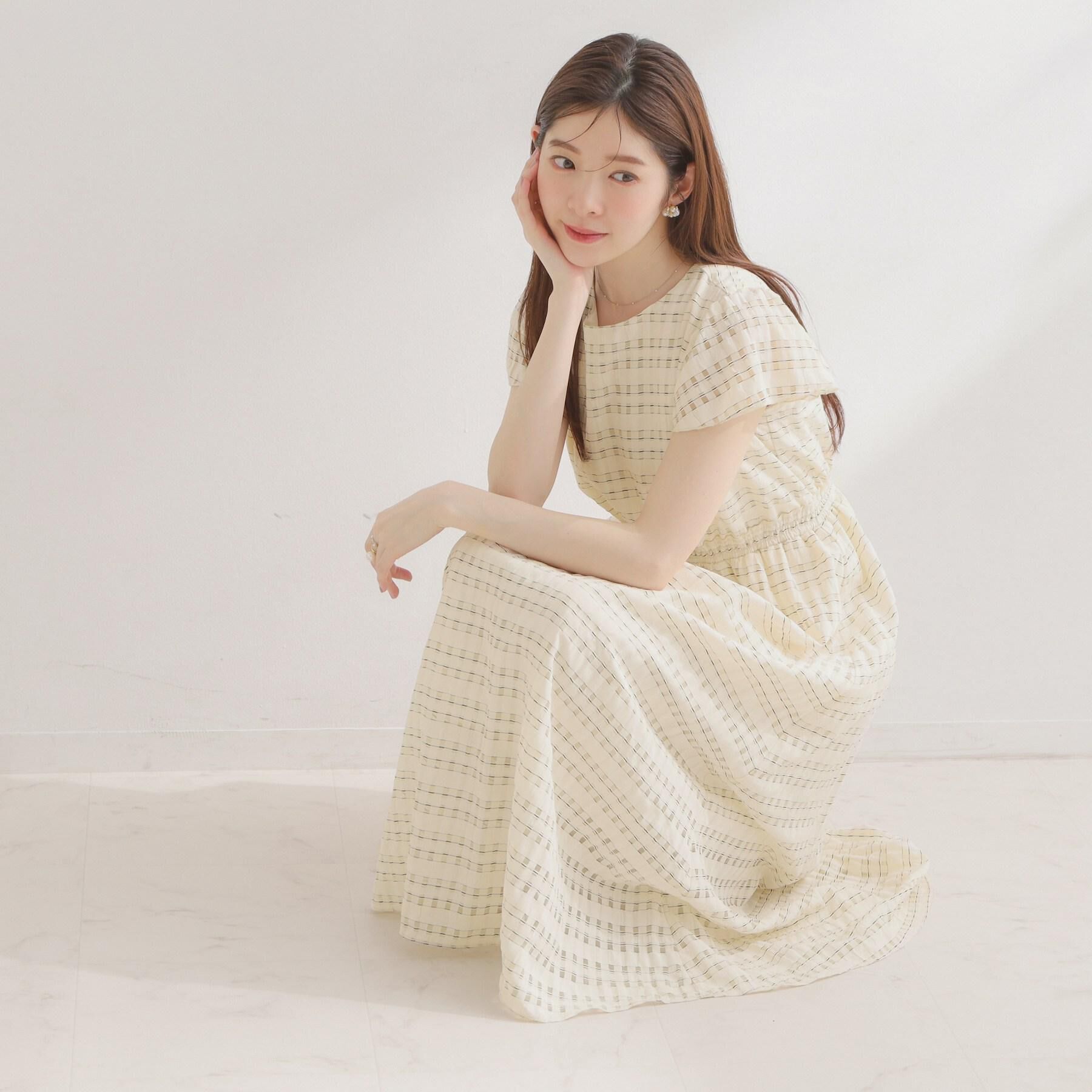 Couture broach「【洗える】シアーチェック ワンピース」|ワンピース|