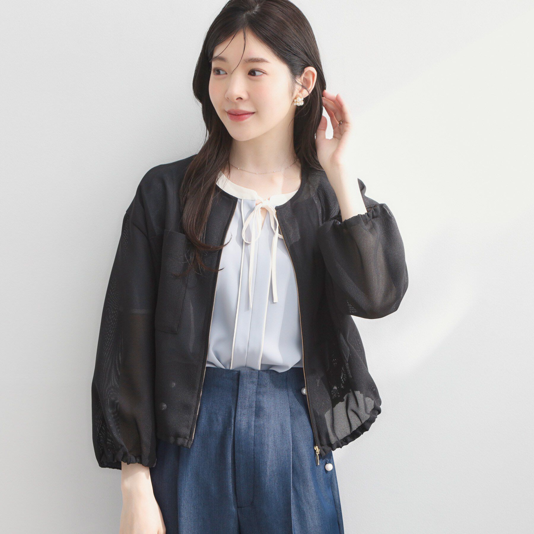 Couture broach「シアーメッシュブルゾン」|ブルゾン・スタジャン|