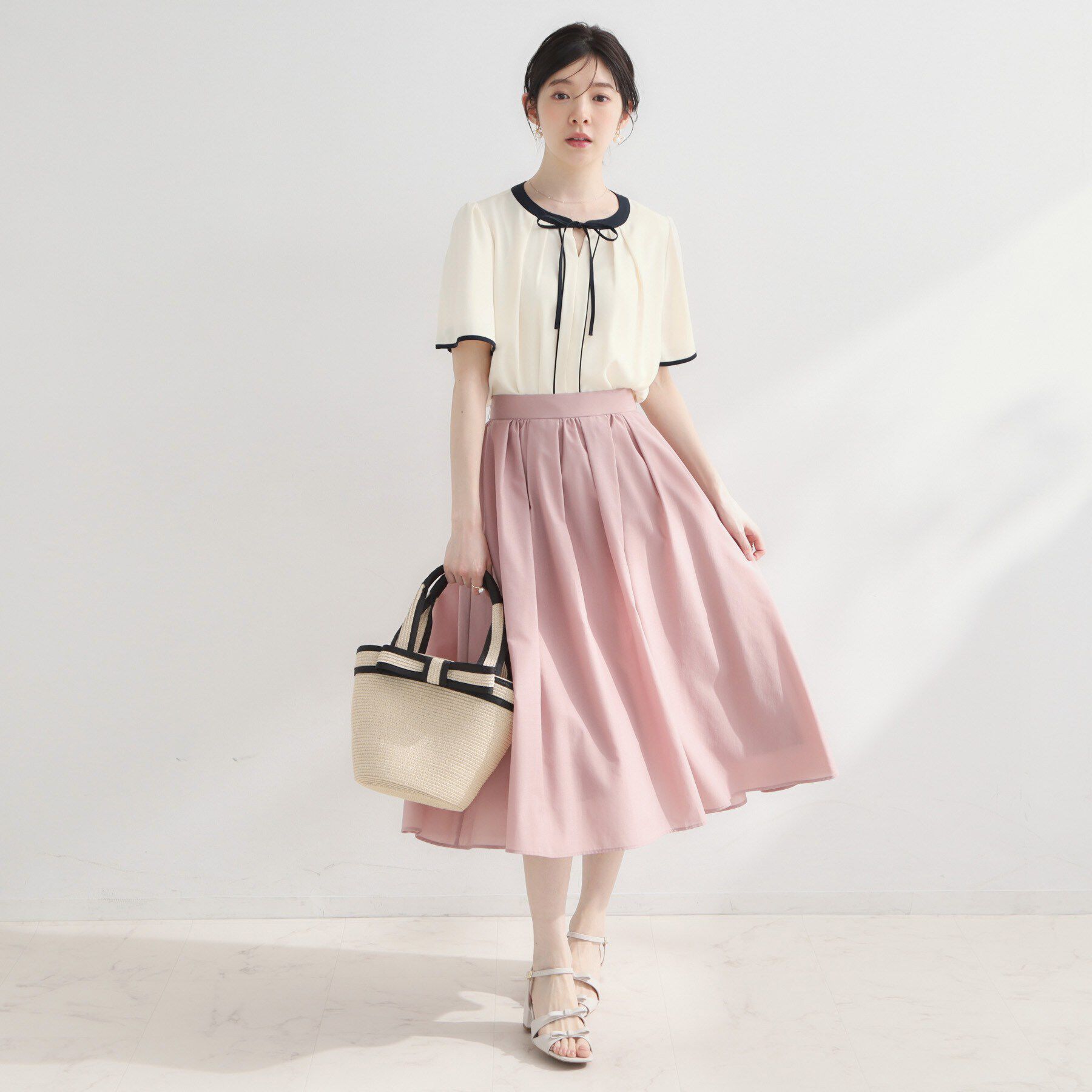 Couture broach「【洗濯機可】配色パイピング ブラウス」|シャツ・ブラウス|