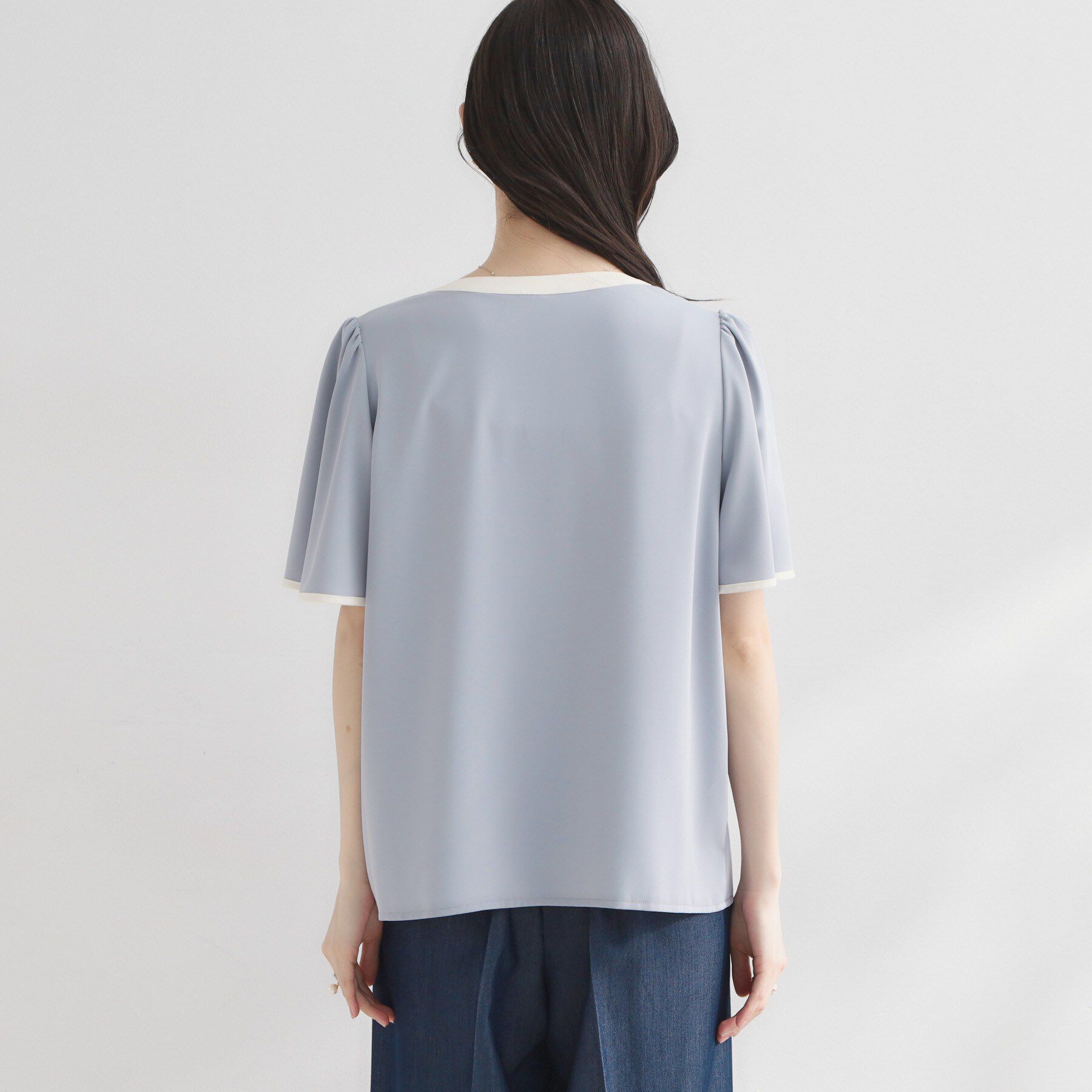 Couture broach「【洗濯機可】配色パイピング ブラウス」|シャツ・ブラウス|