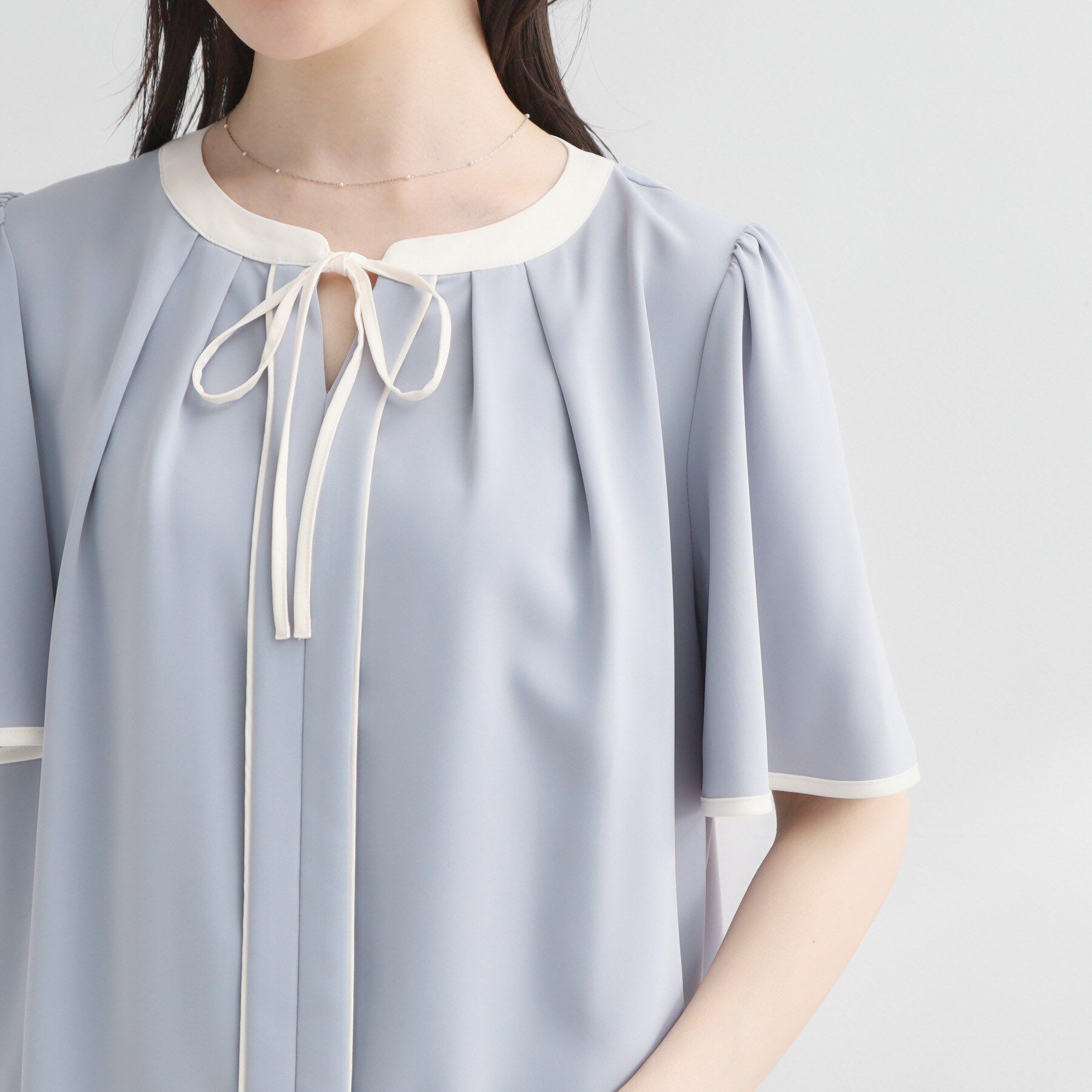 Couture broach「【洗濯機可】配色パイピング ブラウス」|シャツ・ブラウス|