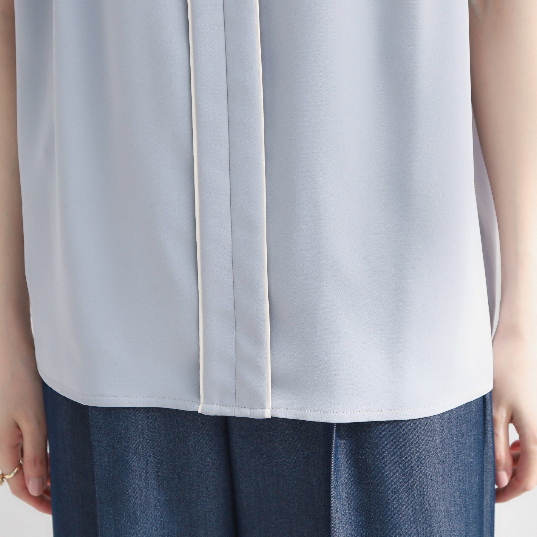 Couture broach「【洗濯機可】配色パイピング ブラウス」|シャツ・ブラウス|