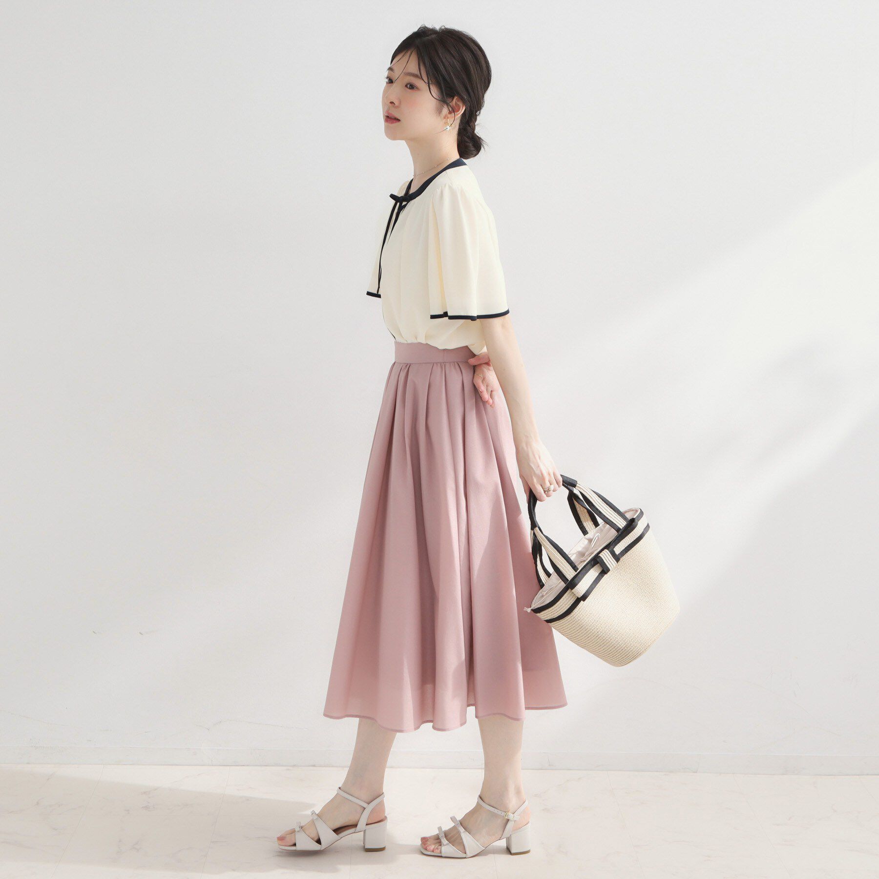 Couture broach「【洗濯機可】配色パイピング ブラウス」|シャツ・ブラウス|