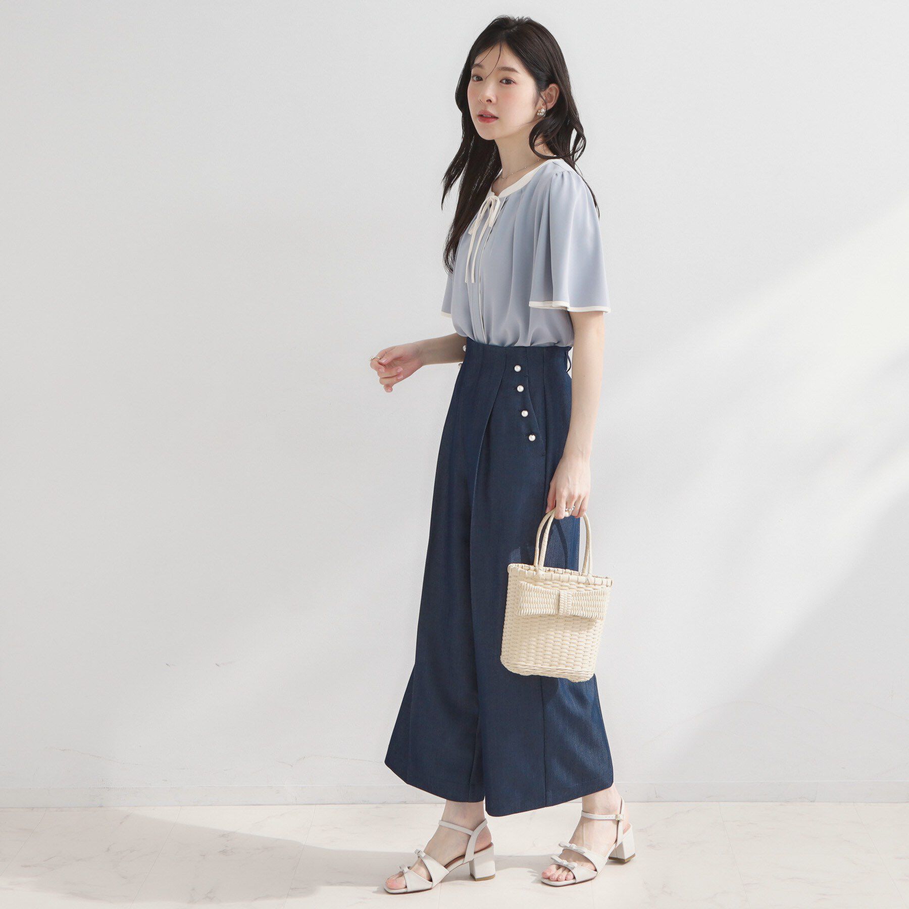 Couture broach「【洗濯機可】配色パイピング ブラウス」|シャツ・ブラウス|