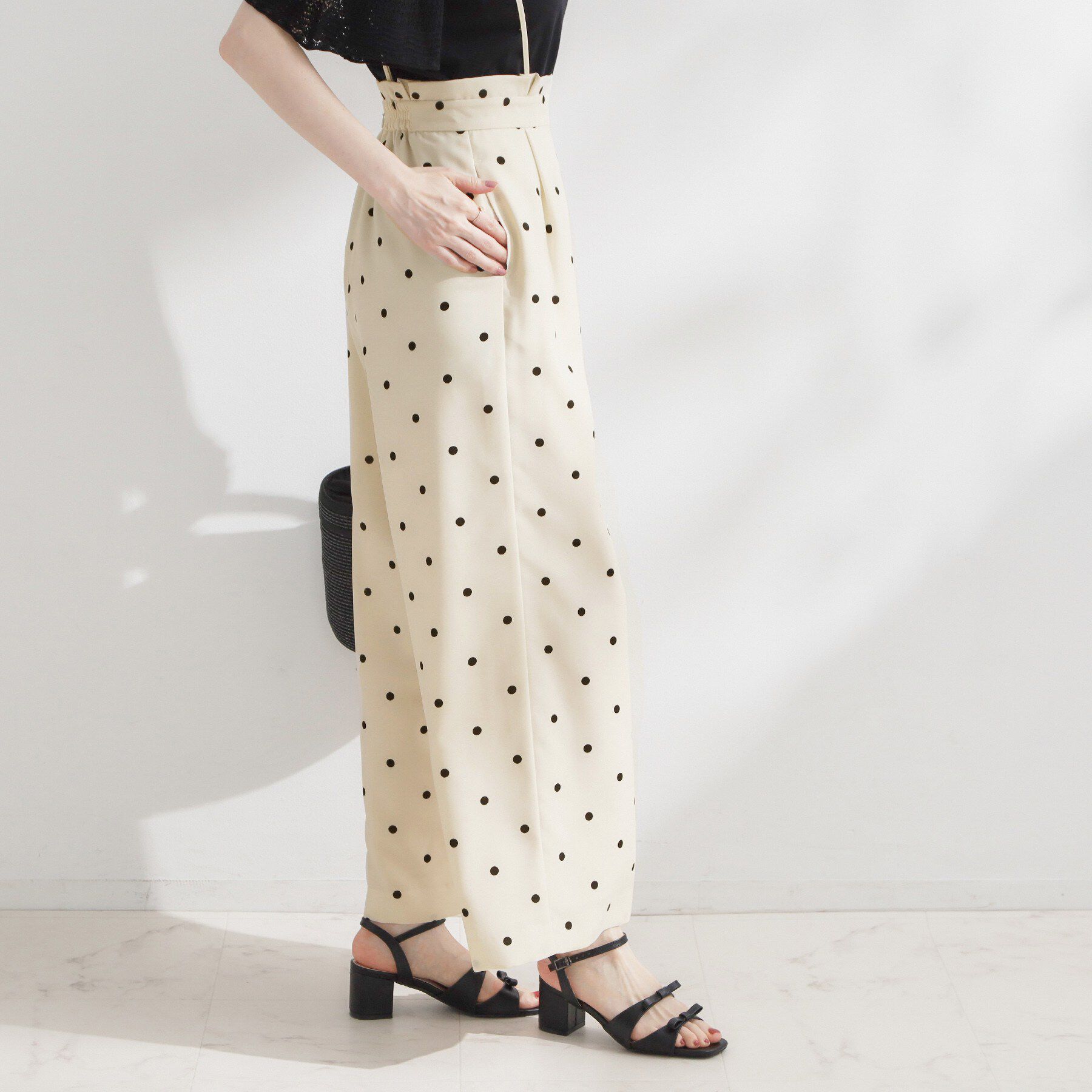 Couture broach「【2WAY・洗える】サスペンダー付き ハイウエストパンツ」|その他|