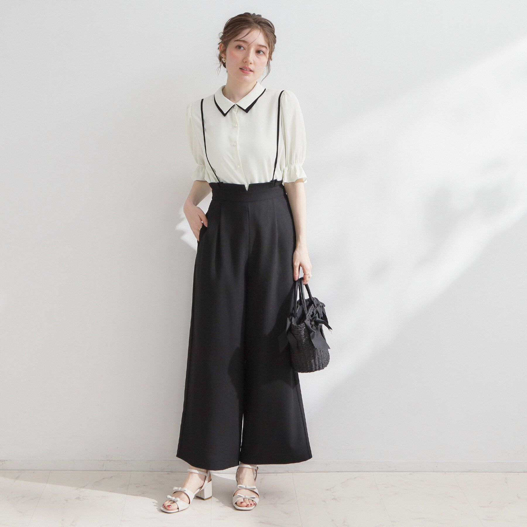 Couture broach「【2WAY・洗える】サスペンダー付き ハイウエストパンツ」|その他|