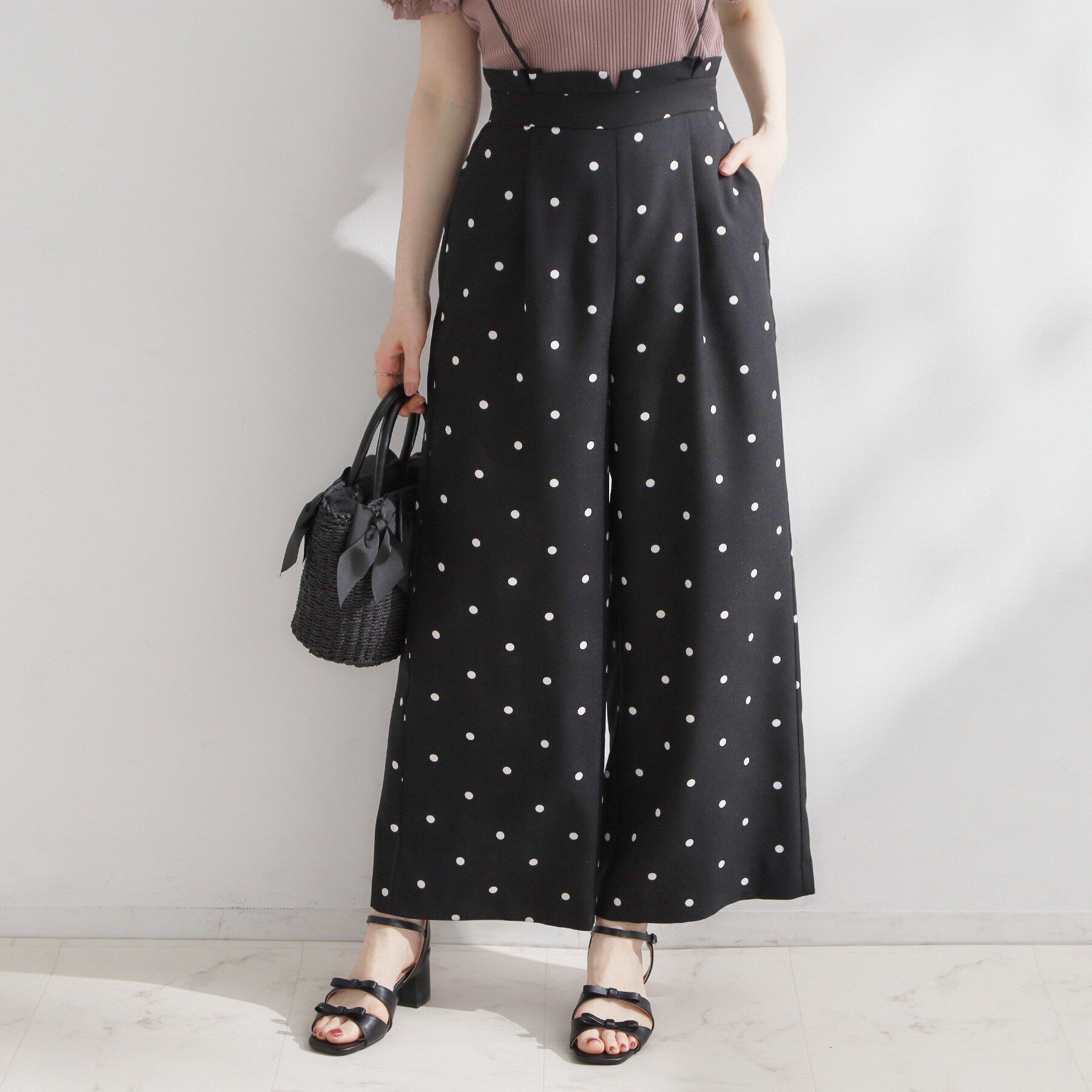 Couture broach「【2WAY・洗える】サスペンダー付き ハイウエストパンツ」|その他|