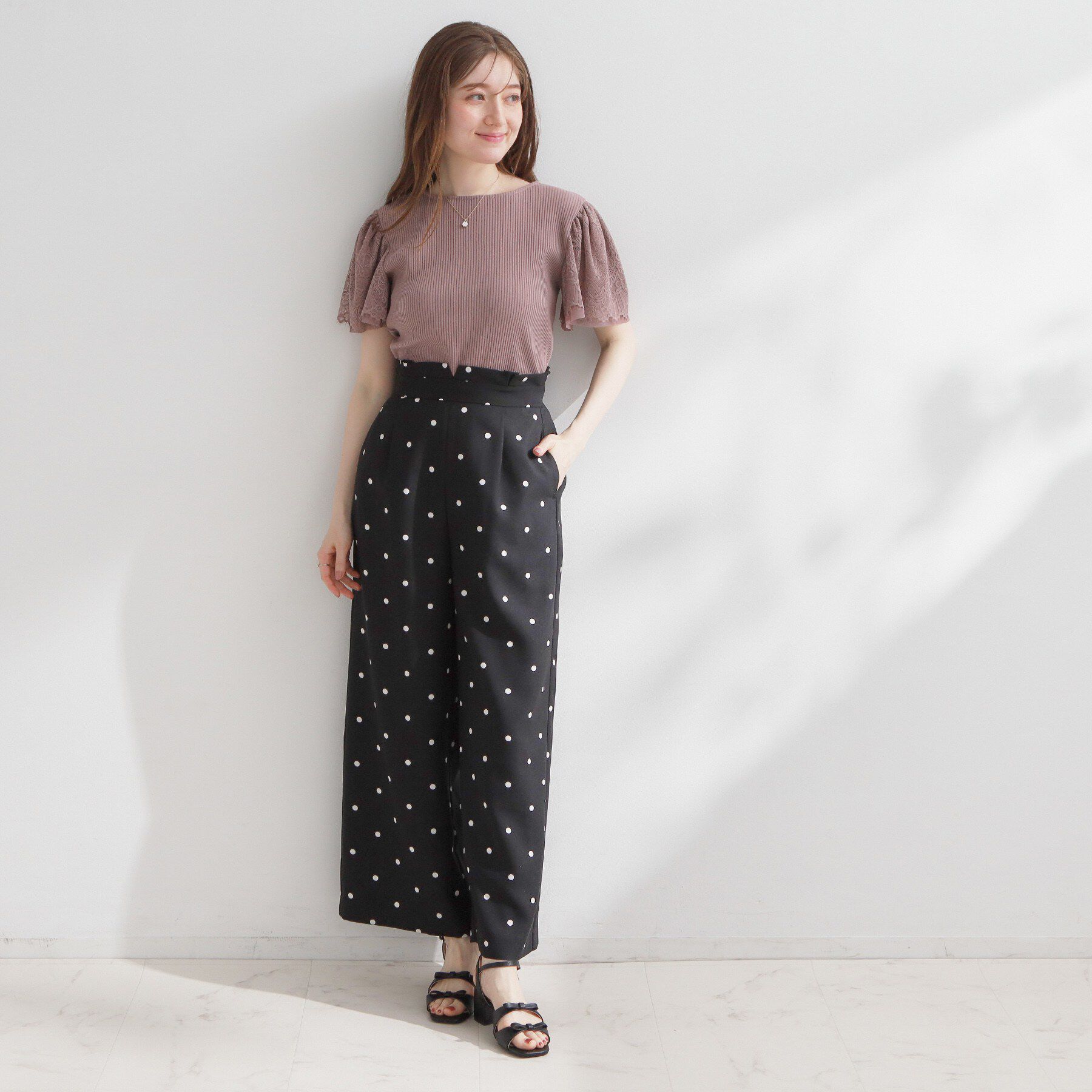 Couture broach「【2WAY・洗える】サスペンダー付き ハイウエストパンツ」|その他|