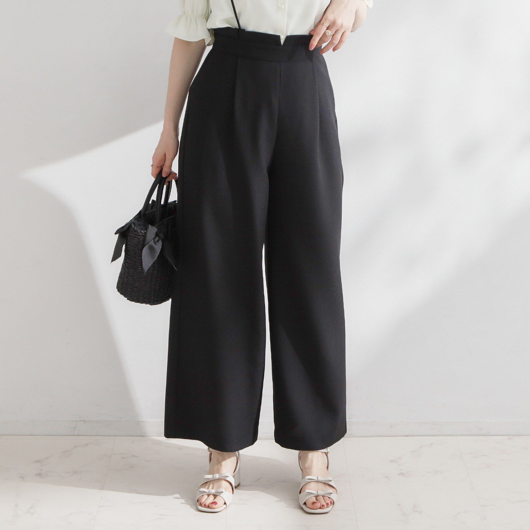 Couture broach「【2WAY・洗える】サスペンダー付き ハイウエストパンツ」|その他|