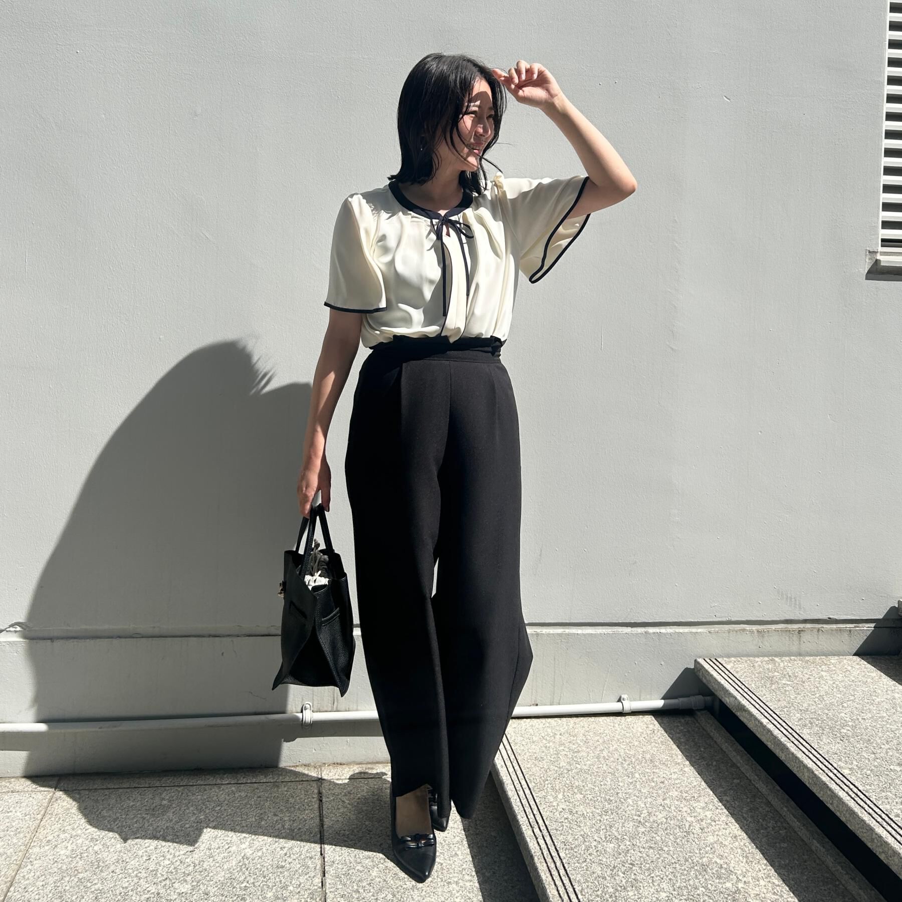 Couture broach「【2WAY・洗える】サスペンダー付き ハイウエストパンツ」|その他|