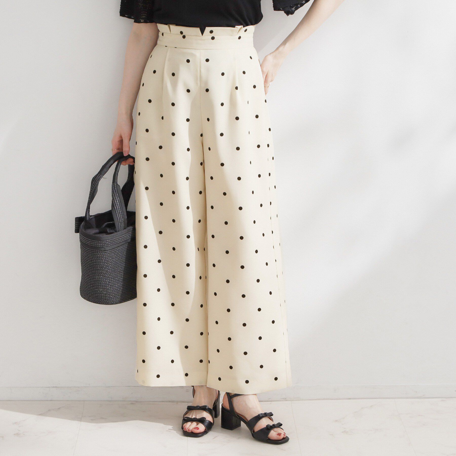 Couture broach「【2WAY・洗える】サスペンダー付き ハイウエストパンツ」|その他|アイボリー(104)