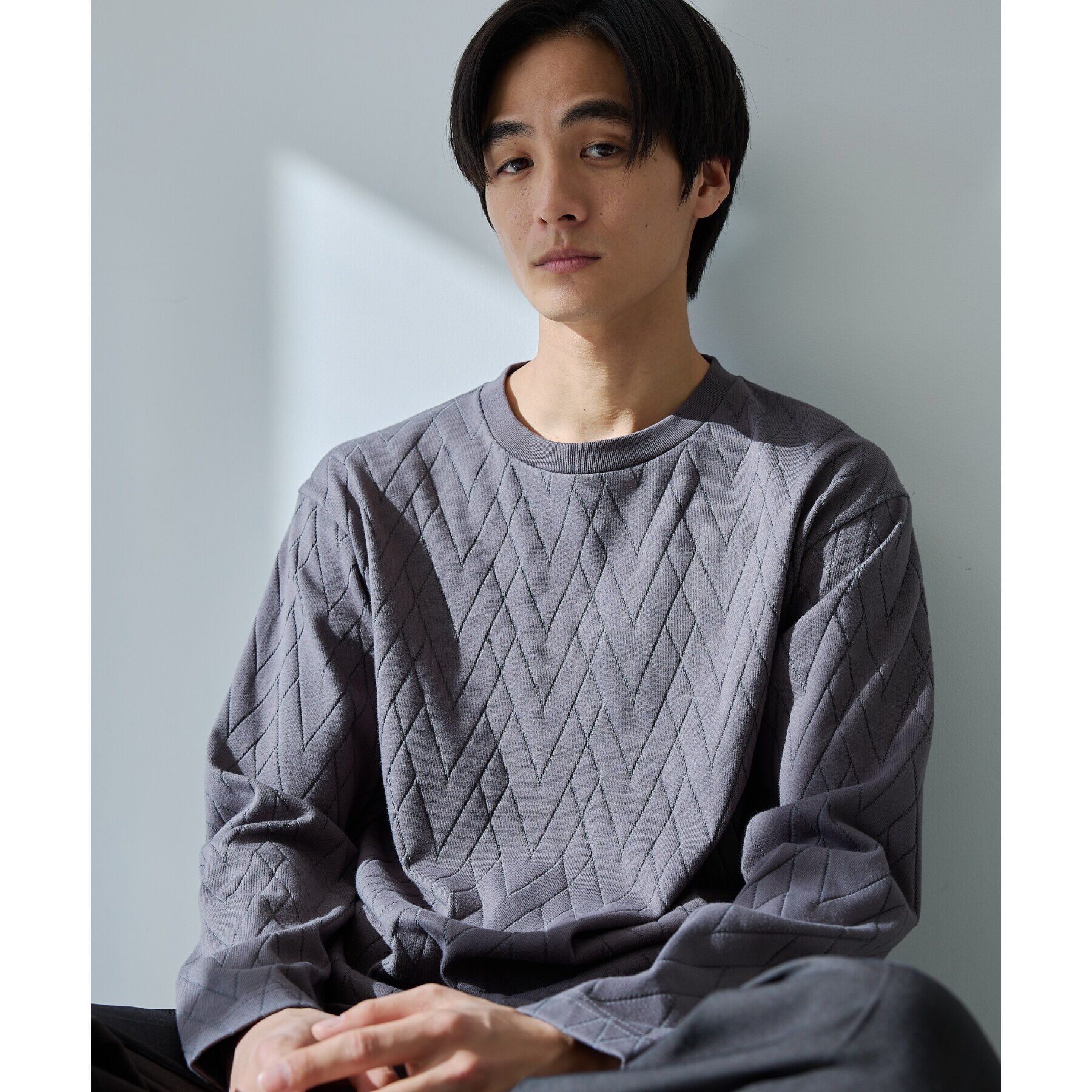 THE SHOP TK「ジオメトリックリンクス長袖Tシャツ ON／OFF兼用」|Tシャツ・カットソー|チャコールグレー(0