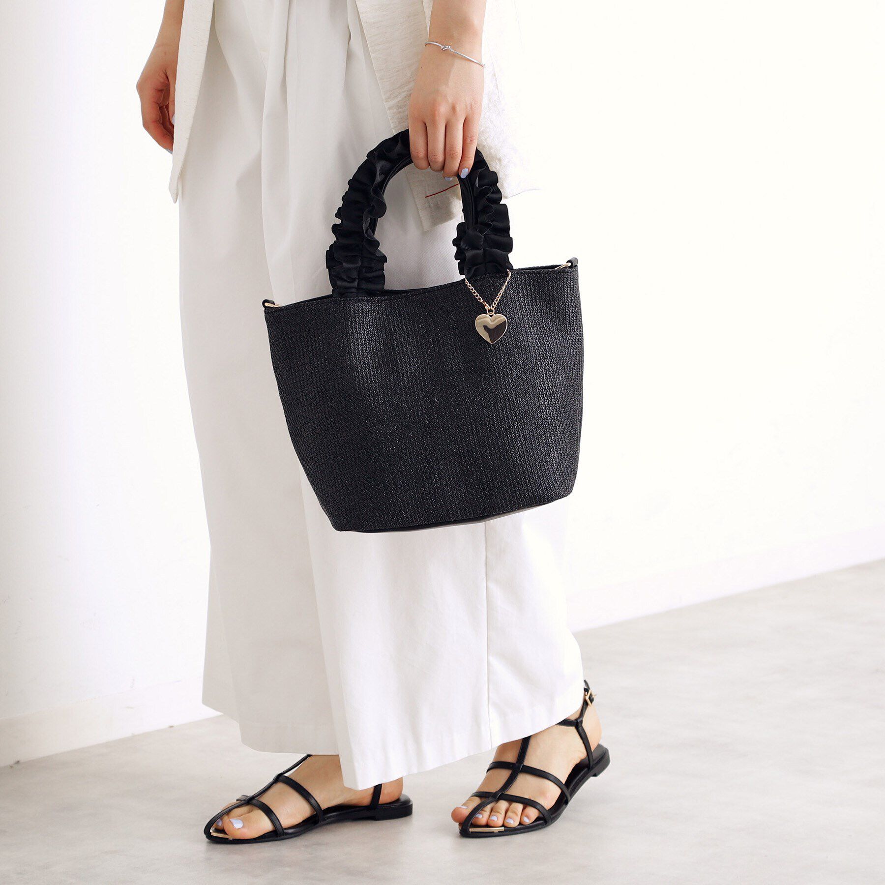 THE SHOP TK「雑材フリルハンドバッグ」|トートバッグ|