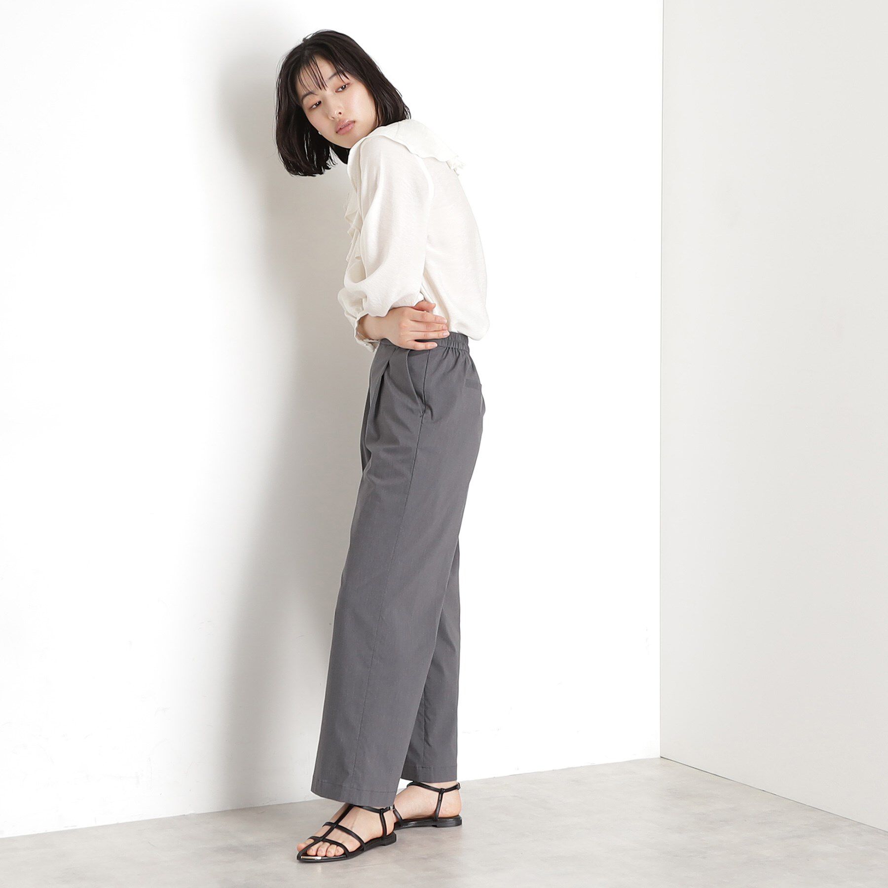 THE SHOP TK「【XS-XLサイズ/ラクに穿ける】ハイパーストレッチワイドパンツ/接触冷感/洗える」|その他|