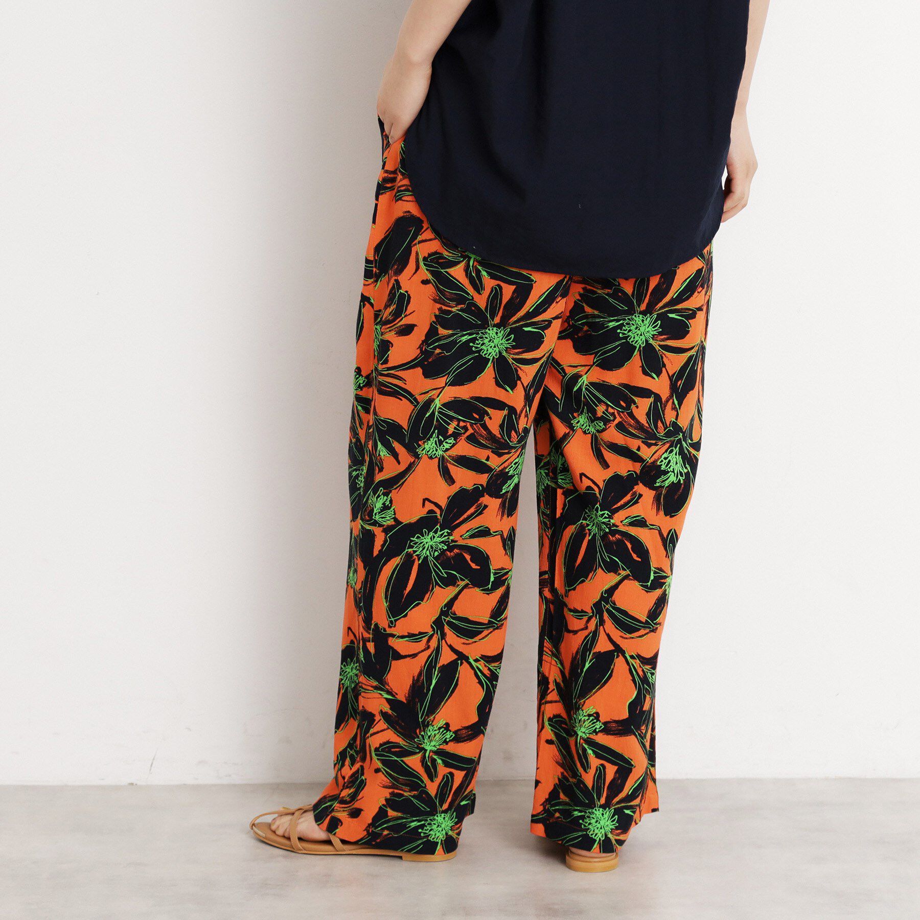 THE SHOP TK「レーヨンリネン総柄ワイドパンツ【洗える】」|その他|