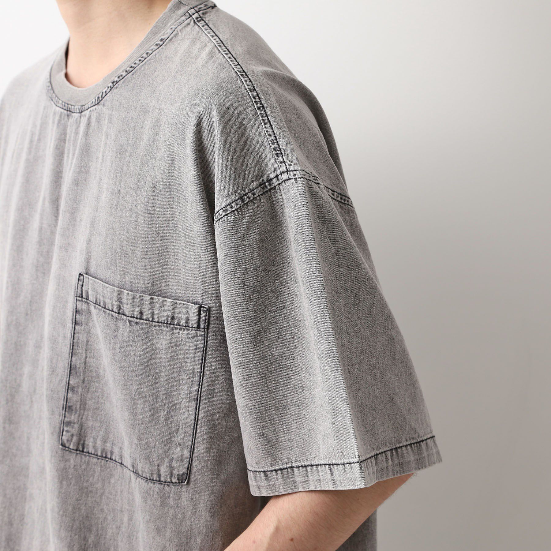 THE SHOP TK「ライトデニム半袖Tシャツ【洗濯機OK】」|Tシャツ・カットソー|