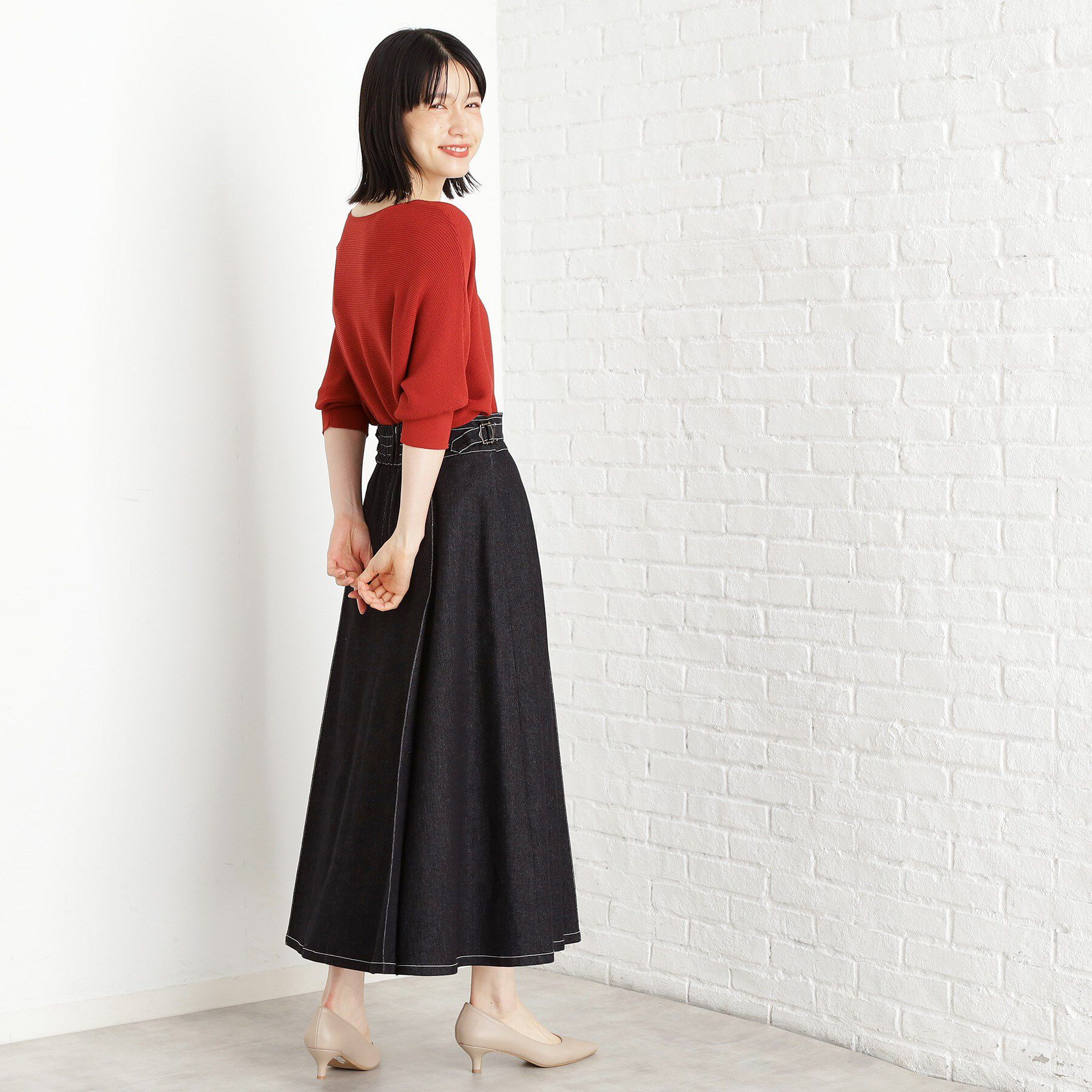 THE SHOP TK「6分袖ガータードルマンニット【エコベロ/洗濯機OK】」|ニット・セーター|